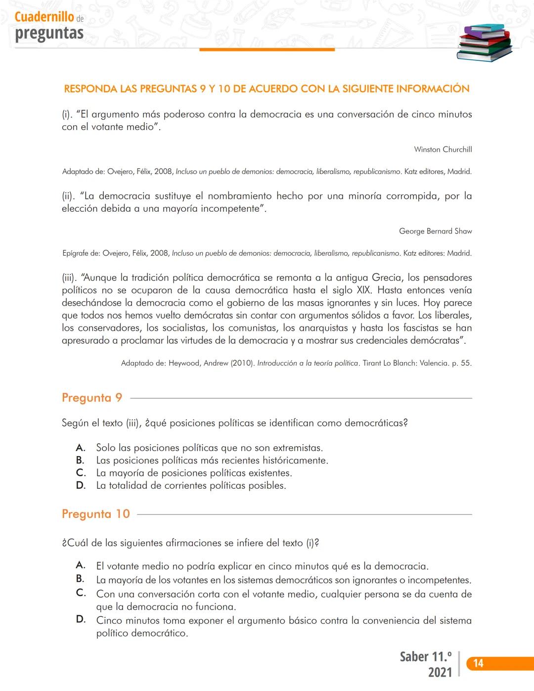 La educación
es de todos
Mineducación
Prueba
Lectura Crítica
Cuadernillo de preguntas
Saber 11.°
Pruebas
SABER
11° icfes
icfes
mejor saber P