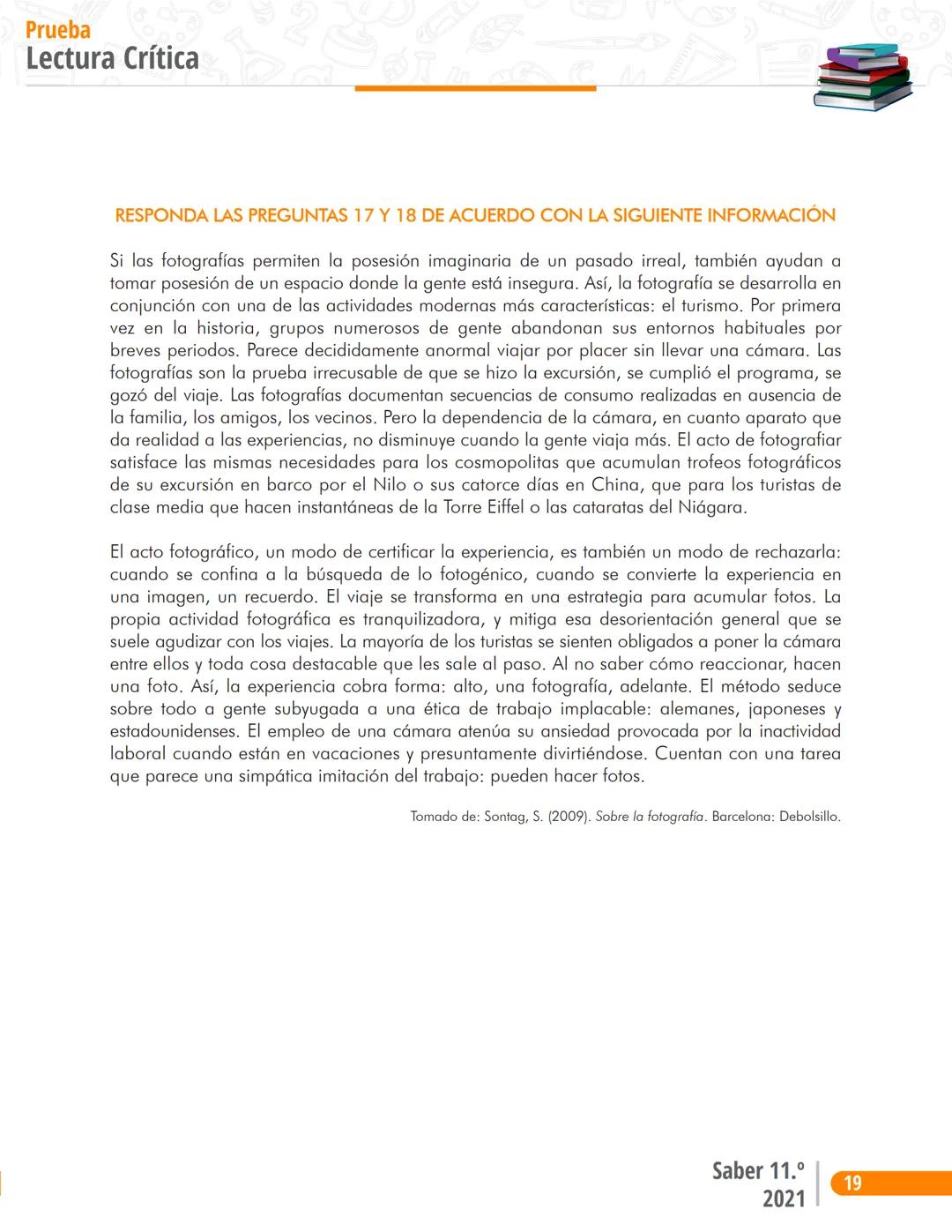 La educación
es de todos
Mineducación
Prueba
Lectura Crítica
Cuadernillo de preguntas
Saber 11.°
Pruebas
SABER
11° icfes
icfes
mejor saber P