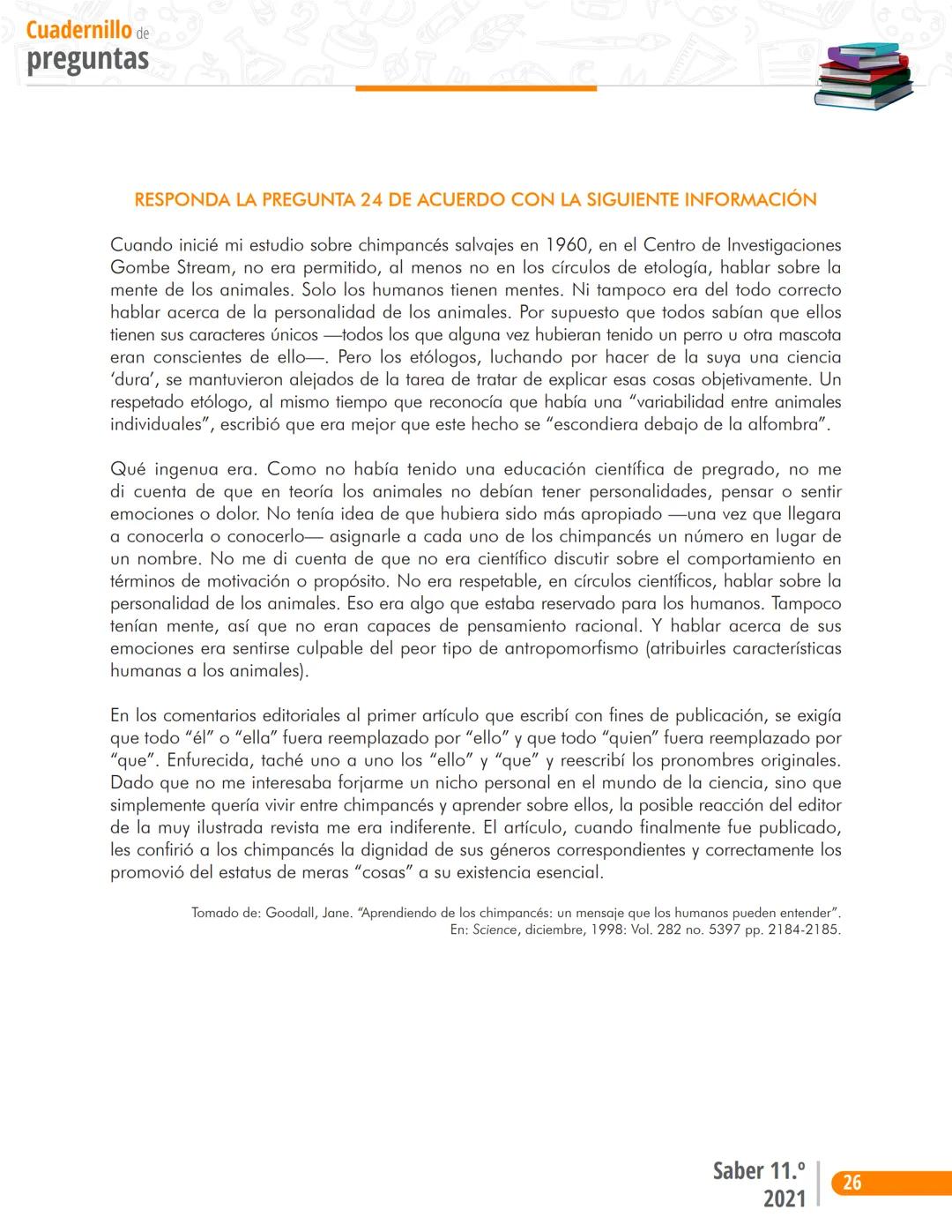 La educación
es de todos
Mineducación
Prueba
Lectura Crítica
Cuadernillo de preguntas
Saber 11.°
Pruebas
SABER
11° icfes
icfes
mejor saber P