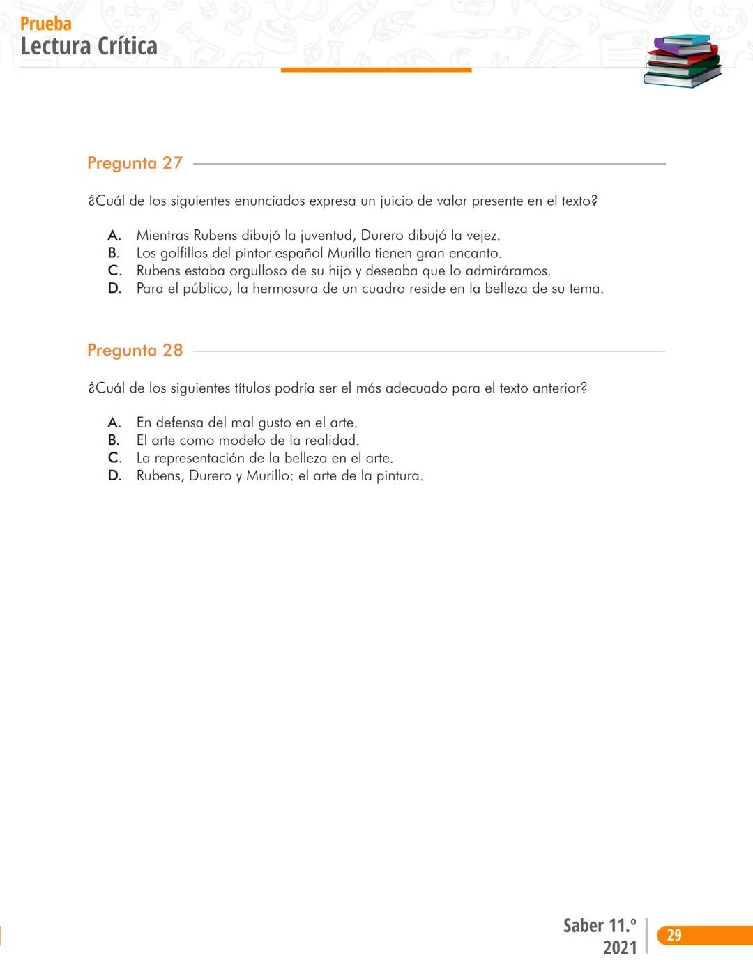 La educación
es de todos
Mineducación
Prueba
Lectura Crítica
Cuadernillo de preguntas
Saber 11.°
Pruebas
SABER
11° icfes
icfes
mejor saber P