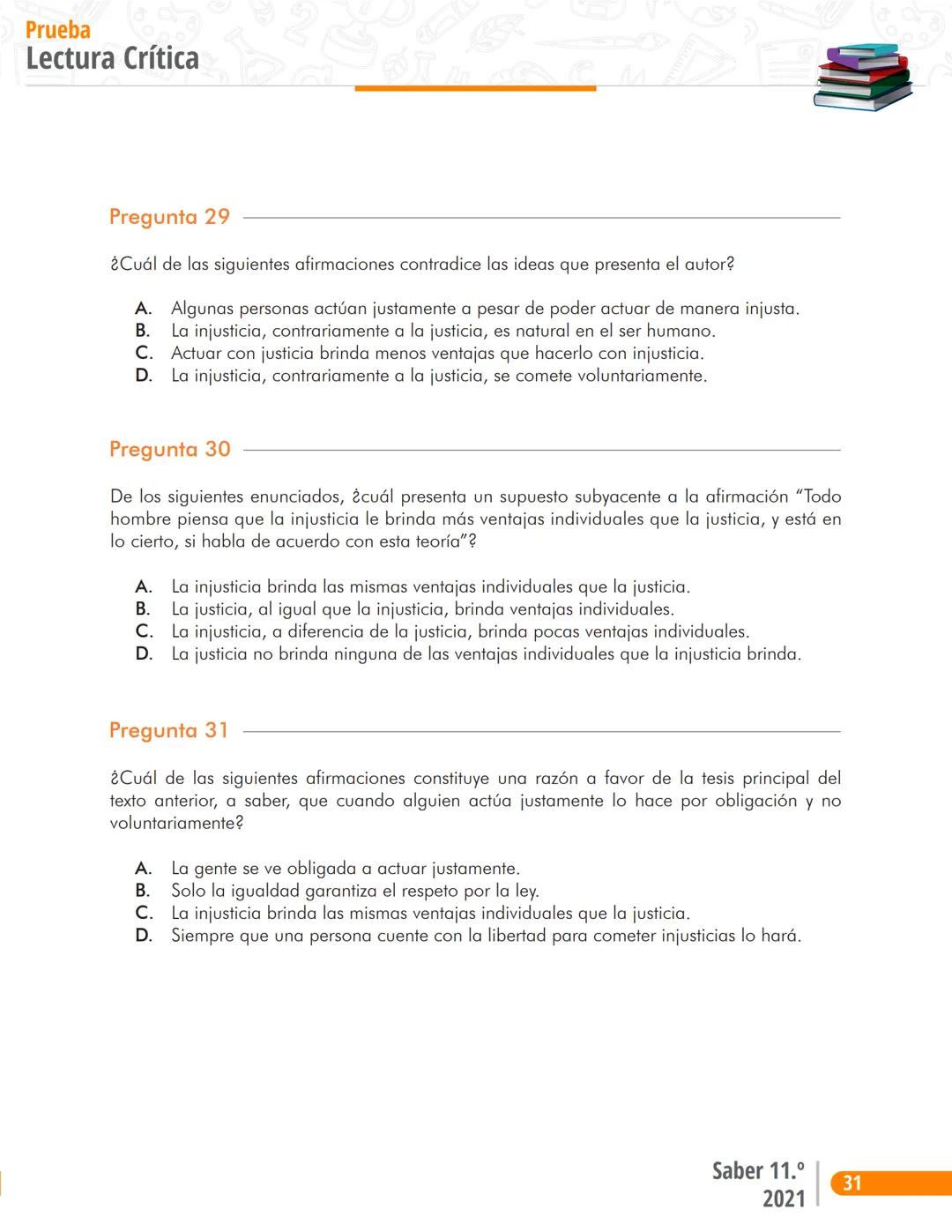La educación
es de todos
Mineducación
Prueba
Lectura Crítica
Cuadernillo de preguntas
Saber 11.°
Pruebas
SABER
11° icfes
icfes
mejor saber P
