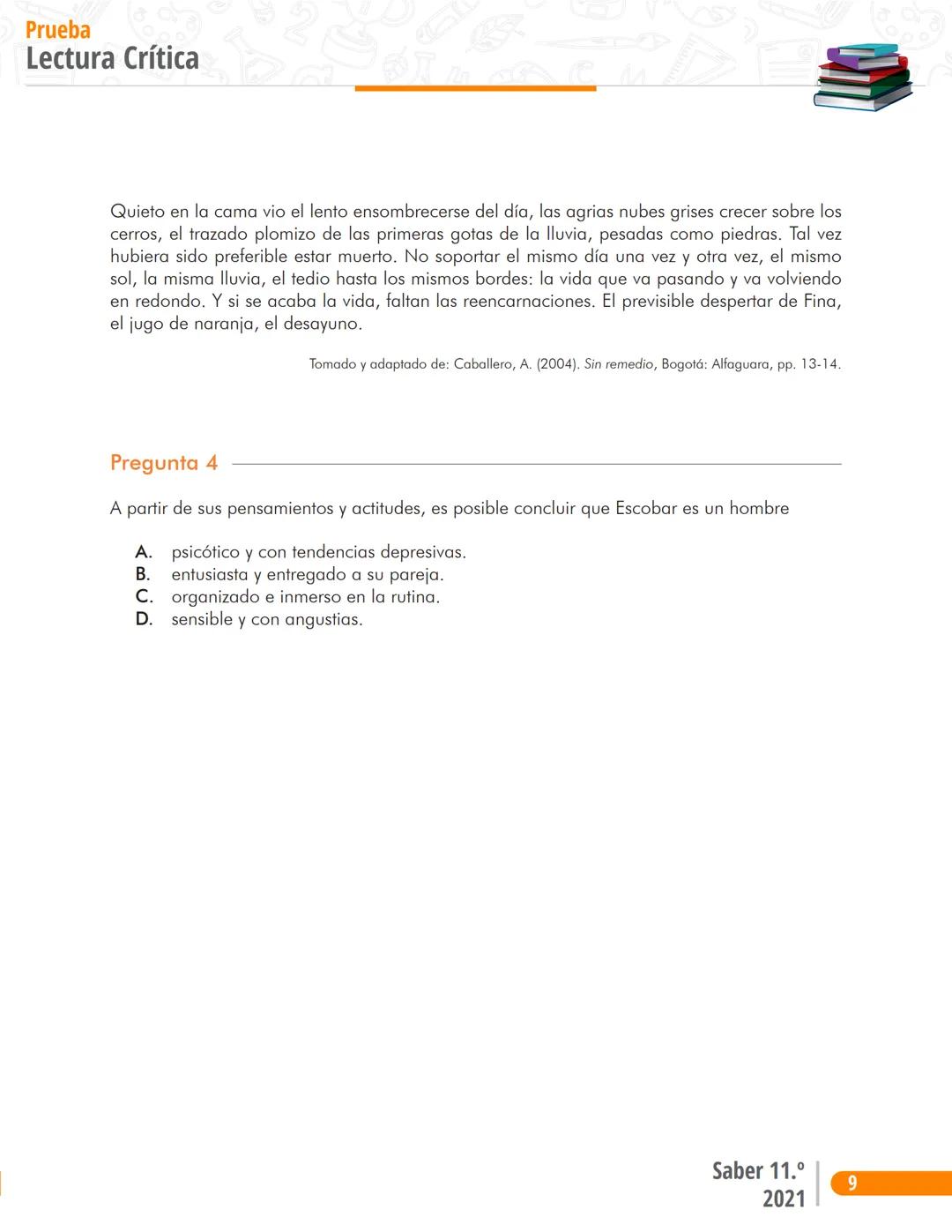 La educación
es de todos
Mineducación
Prueba
Lectura Crítica
Cuadernillo de preguntas
Saber 11.°
Pruebas
SABER
11° icfes
icfes
mejor saber P