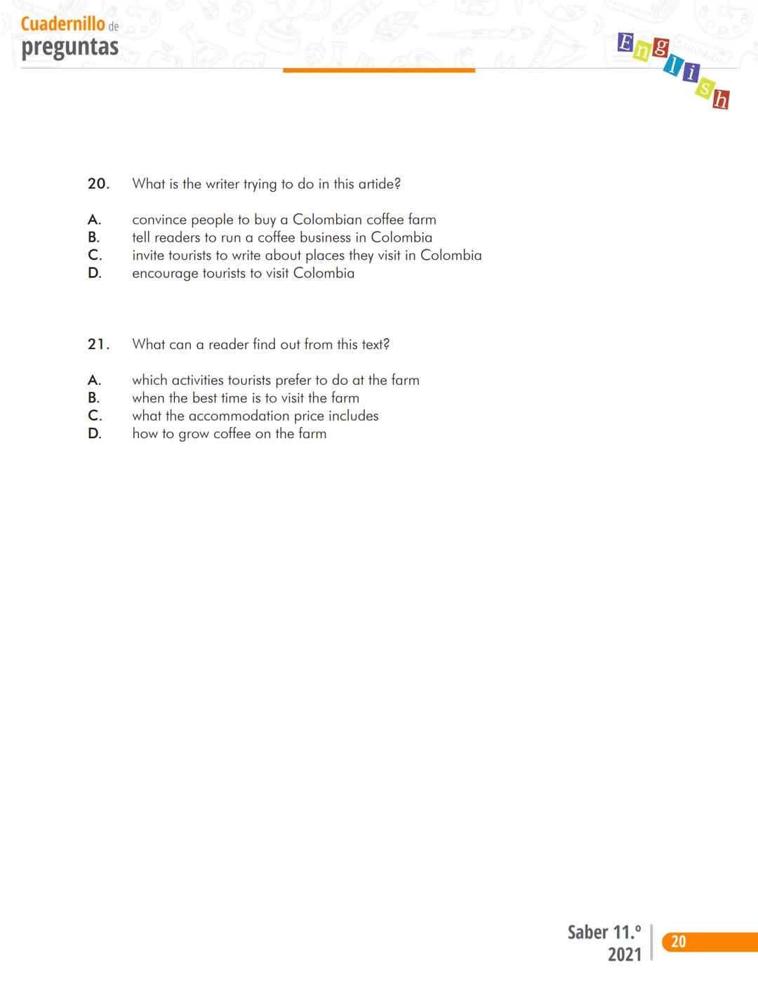 La educación
es de todos
Mineducación
English
Prueba Inglés
Cuadernillo de preguntas
Saber 11.°
Pruebas
SABER
11° icfes
icfes
mejor