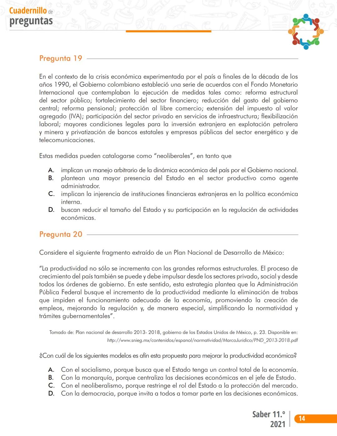 La educación
es de todos
Mineducación
る
2
1
Prueba P
Sociales y Ciudadanas
2
Cuadernillo de preguntas
Saber 11.°
SABER
11 icfes
icfes
mejor