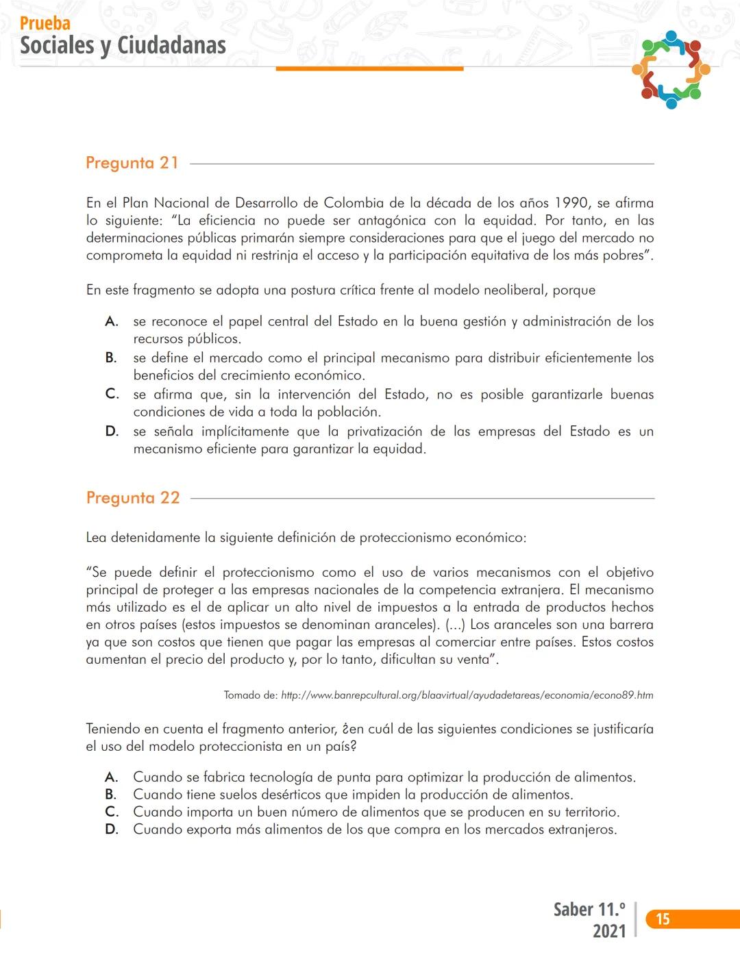 La educación
es de todos
Mineducación
る
2
1
Prueba P
Sociales y Ciudadanas
2
Cuadernillo de preguntas
Saber 11.°
SABER
11 icfes
icfes
mejor