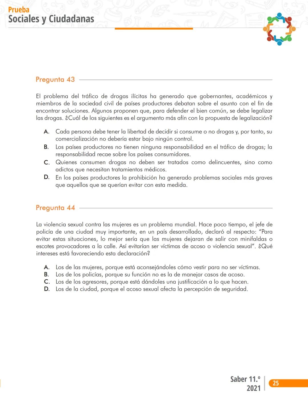 La educación
es de todos
Mineducación
る
2
1
Prueba P
Sociales y Ciudadanas
2
Cuadernillo de preguntas
Saber 11.°
SABER
11 icfes
icfes
mejor