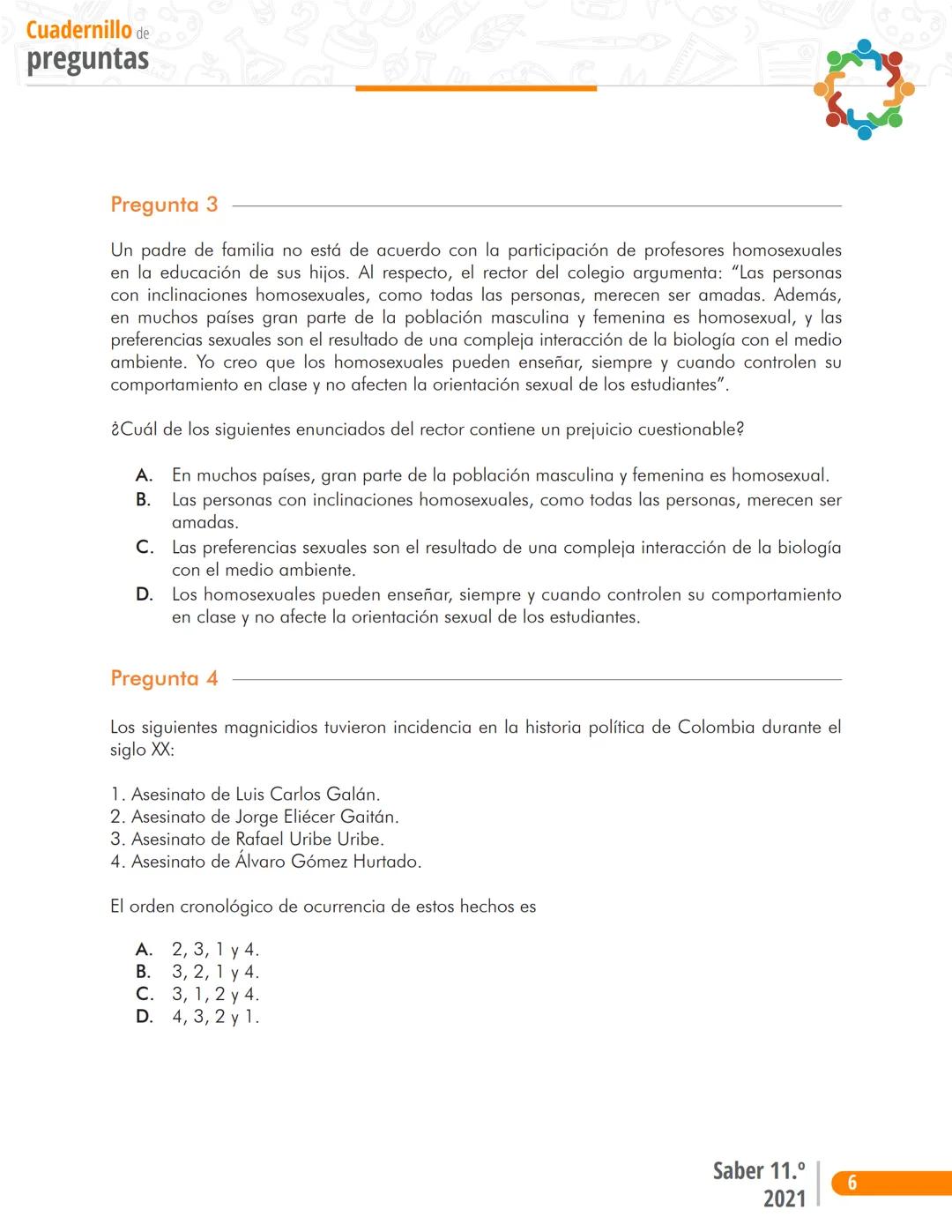 La educación
es de todos
Mineducación
る
2
1
Prueba P
Sociales y Ciudadanas
2
Cuadernillo de preguntas
Saber 11.°
SABER
11 icfes
icfes
mejor