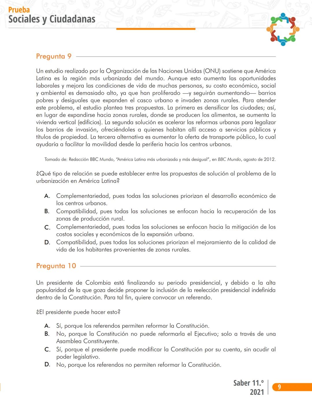 La educación
es de todos
Mineducación
る
2
1
Prueba P
Sociales y Ciudadanas
2
Cuadernillo de preguntas
Saber 11.°
SABER
11 icfes
icfes
mejor
