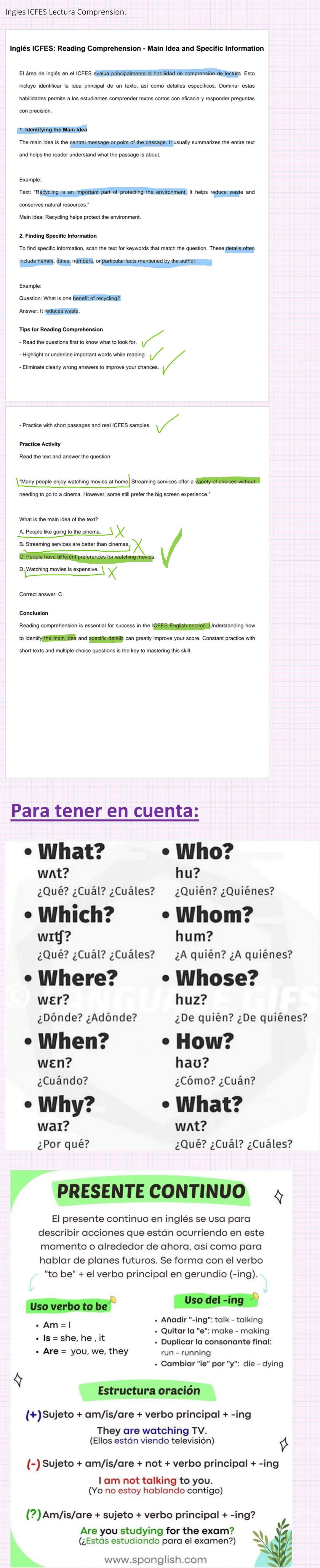 Apuntes Inglés Comprensión Lectora Prueba saber 11-ICFES.