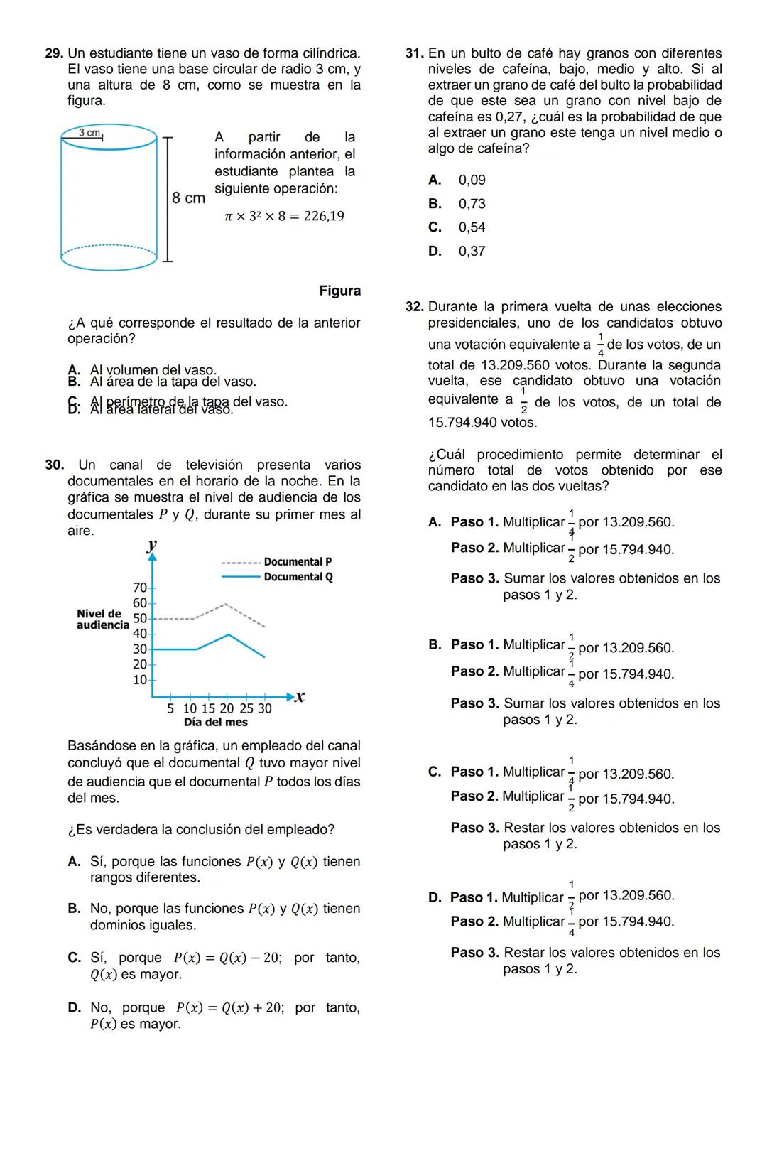 MATEMÁTICAS 2022-2
1. En la clase de Observación Astronómica, Lucía debe configurar el ángulo de inclinación del telescopio a
30°, como se m