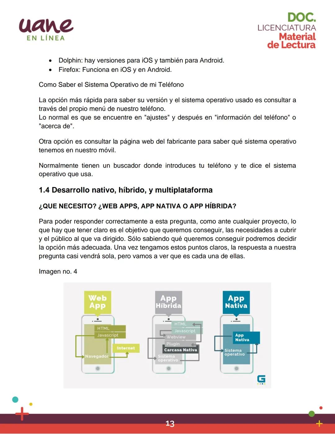 uane
EN LÍNEA
Material
de Lectura
Unidad 1
Introducción al desarrollo de
aplicaciones móviles
LICENCIATURA
MÓDULO 1
Programación de
Disposit