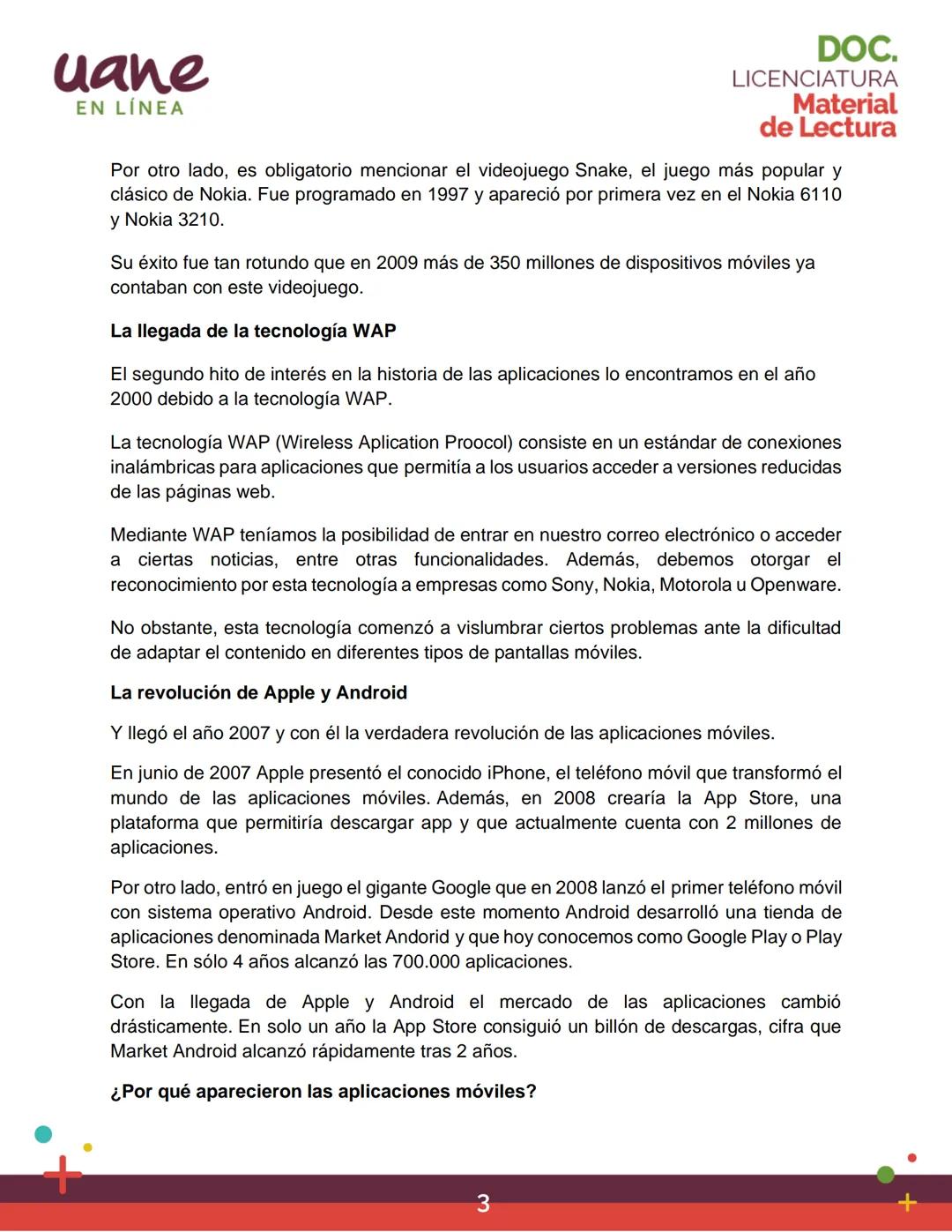 uane
EN LÍNEA
Material
de Lectura
Unidad 1
Introducción al desarrollo de
aplicaciones móviles
LICENCIATURA
MÓDULO 1
Programación de
Disposit