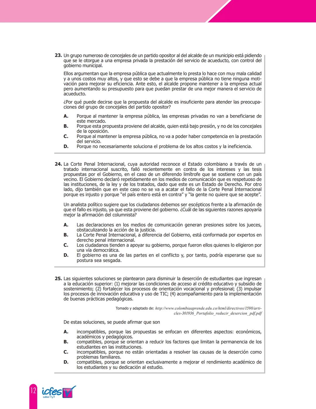 Cuadernillo de preguntas
Saber TyT
Módulo de competencias
ciudadanas
icfes GOBIERNO DE COLOMBIA
mejor saber
icfes
saber TyT Presidente de la