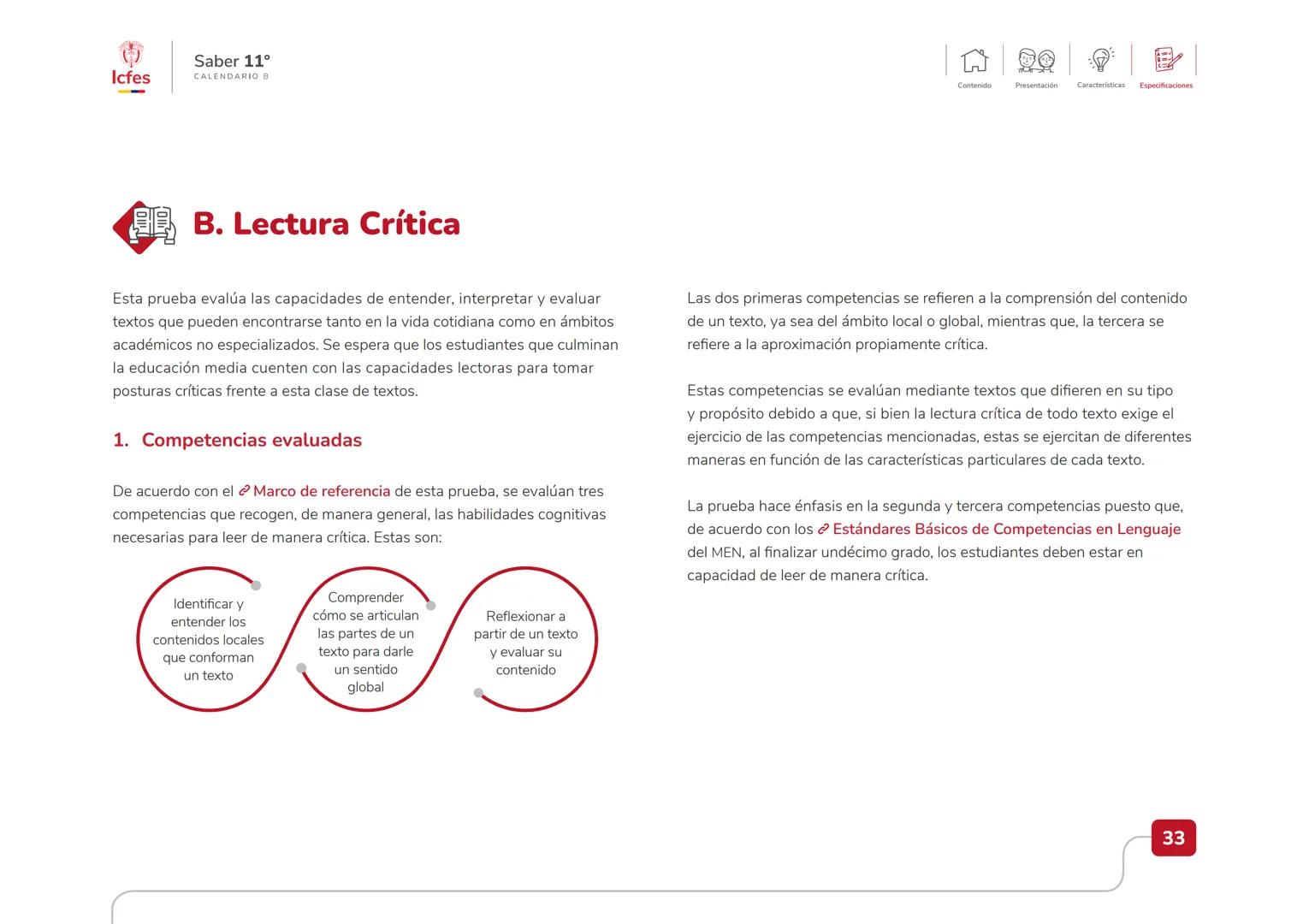 Educación
Guía de orientación
del Examen Saber 11.°
2025-1
Calendario B
CAJA DE
HERRAMIENTAS
SABER 11.º
Icfes Icfes
Saber 11°
CALENDARIO B
G