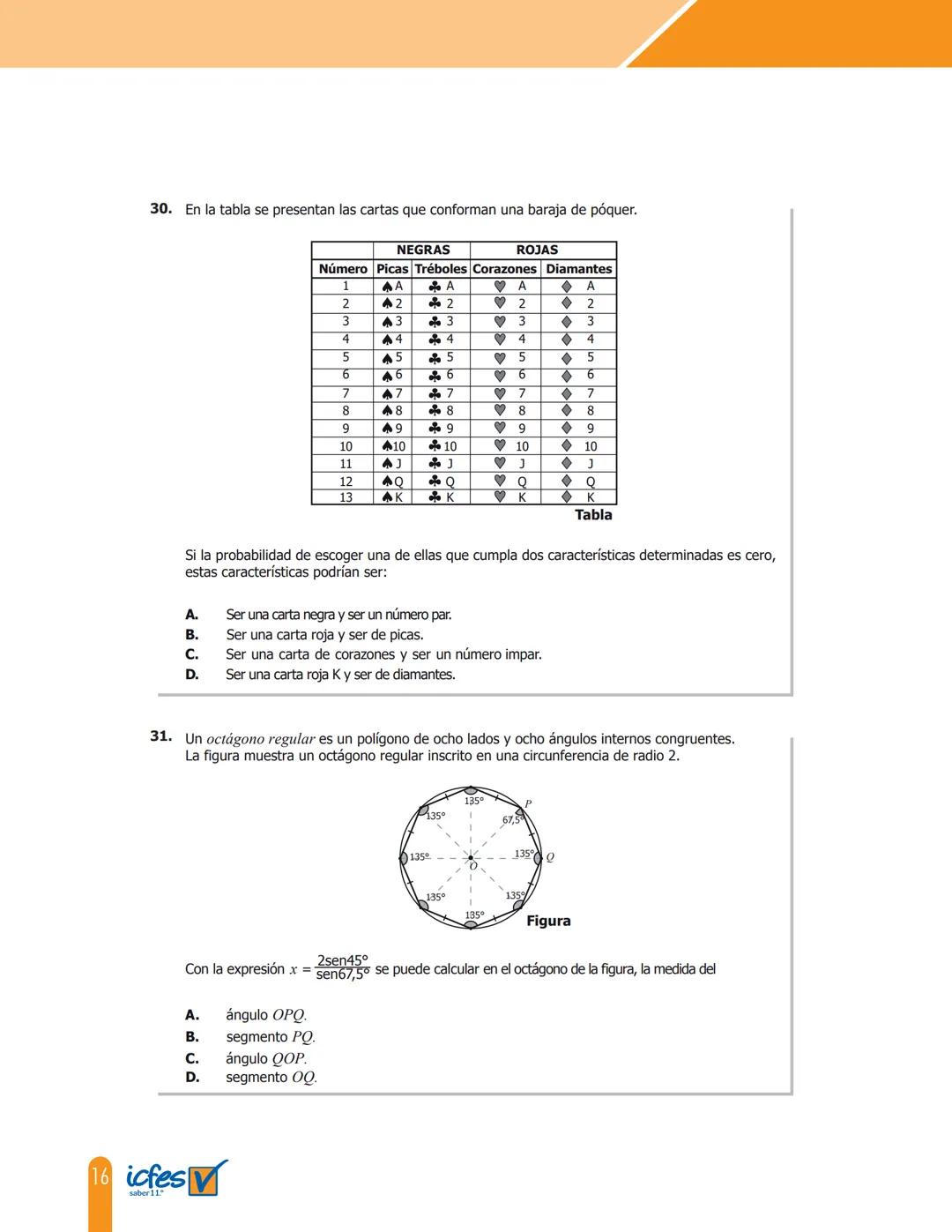 Cuadernillo de preguntas
Saber 11.°
Prueba de Matemáticas
MINEDUCACIÓN
icfes
mejor saber
TODOS POR UN
NUEVO PAÍS
PAZ EQUIDAD EDUCACION
icfes