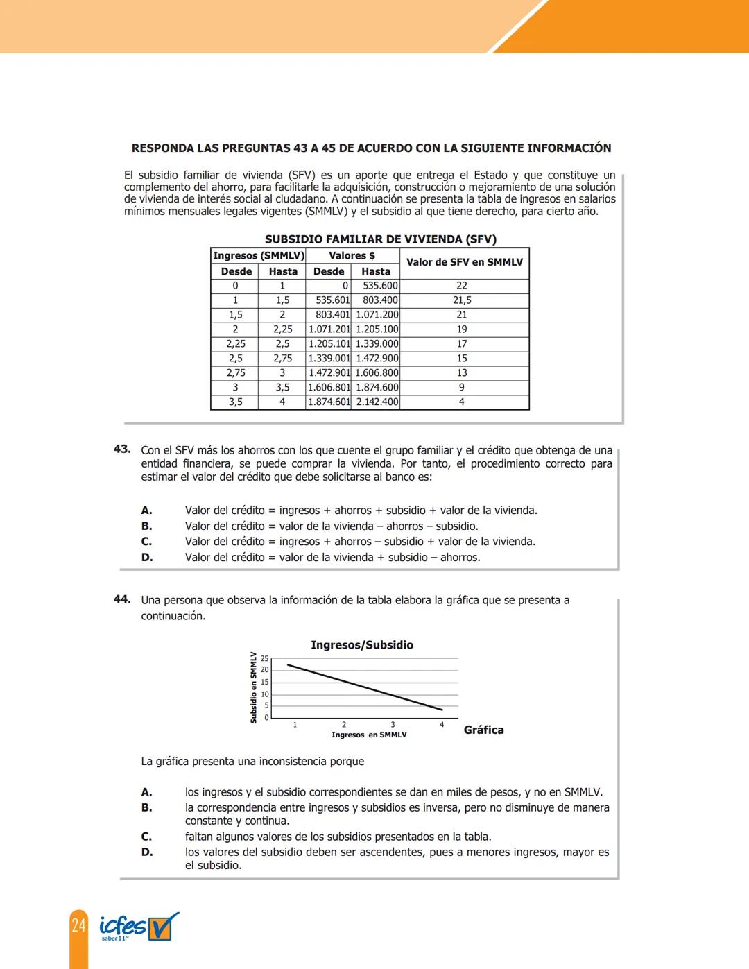 Cuadernillo de preguntas
Saber 11.°
Prueba de Matemáticas
MINEDUCACIÓN
icfes
mejor saber
TODOS POR UN
NUEVO PAÍS
PAZ EQUIDAD EDUCACION
icfes