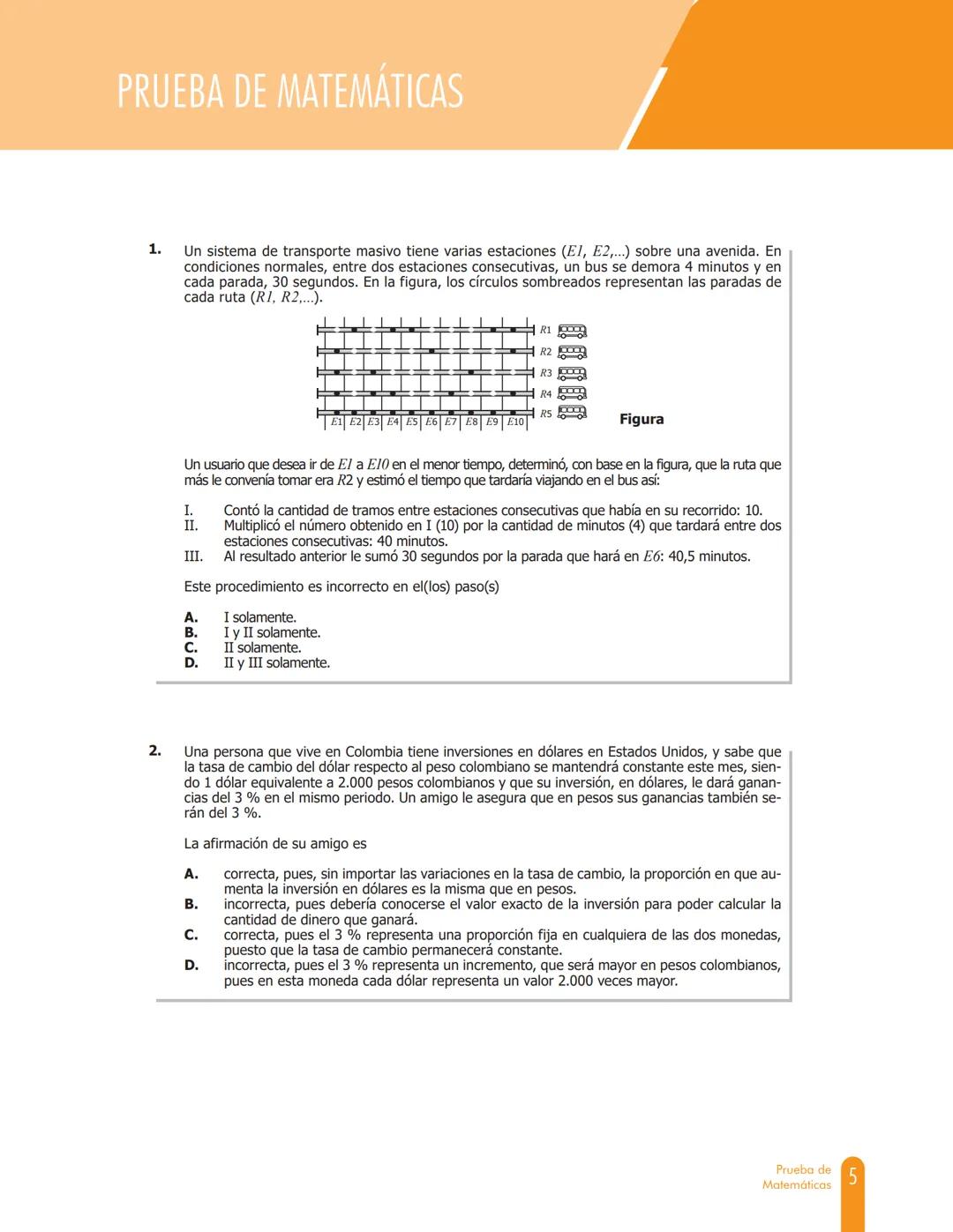 Cuadernillo de preguntas
Saber 11.°
Prueba de Matemáticas
MINEDUCACIÓN
icfes
mejor saber
TODOS POR UN
NUEVO PAÍS
PAZ EQUIDAD EDUCACION
icfes