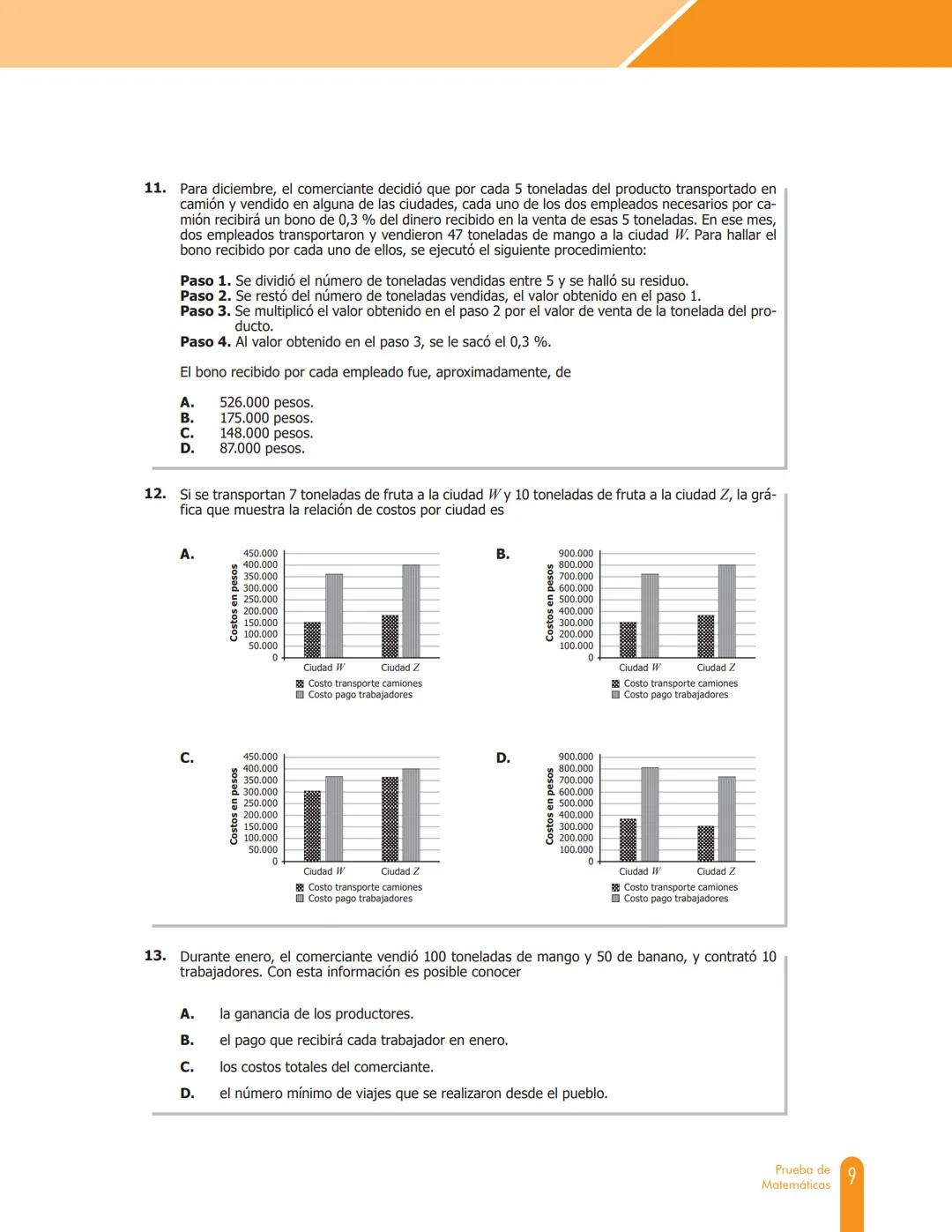 Cuadernillo de preguntas
Saber 11.°
Prueba de Matemáticas
MINEDUCACIÓN
icfes
mejor saber
TODOS POR UN
NUEVO PAÍS
PAZ EQUIDAD EDUCACION
icfes