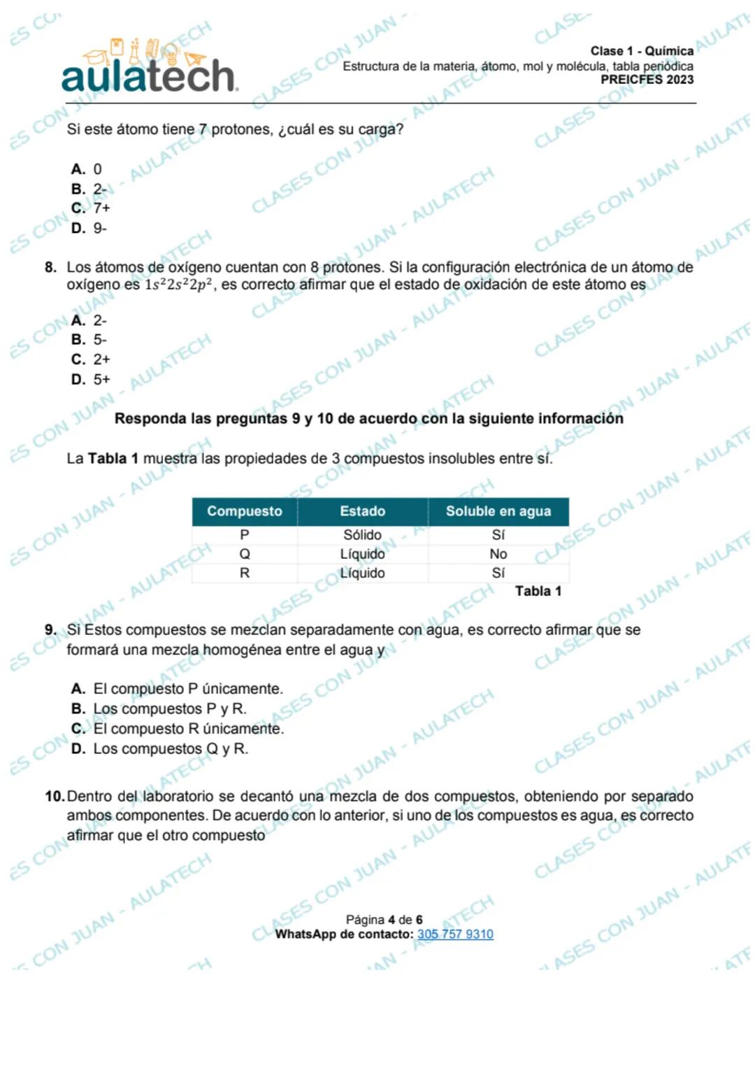 # Clase 1 - Química
Estructura de la materia, átomo, mol y molécula, tabla periódica
PREICFES 2023
# Clase 1
1. La materia puede clasifica