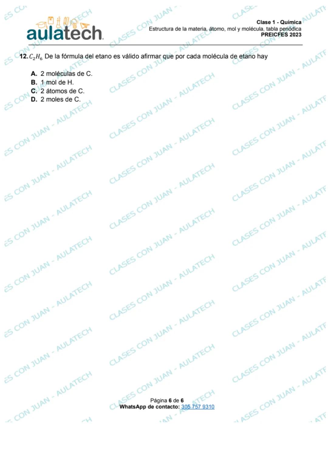# Clase 1 - Química
Estructura de la materia, átomo, mol y molécula, tabla periódica
PREICFES 2023
# Clase 1
1. La materia puede clasifica