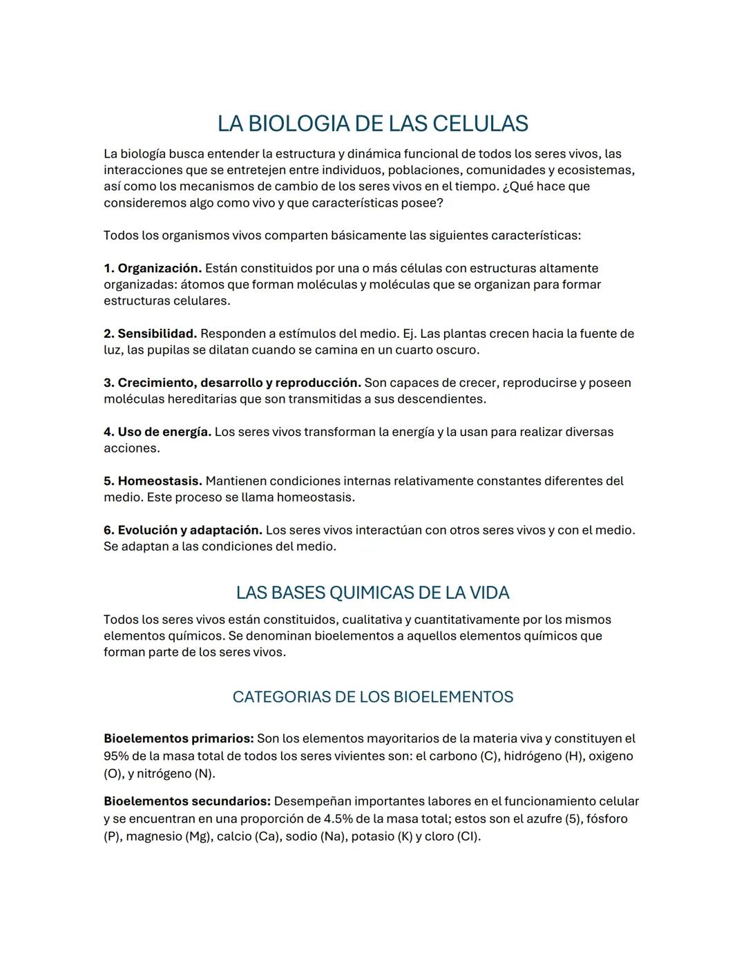 La biología de las células