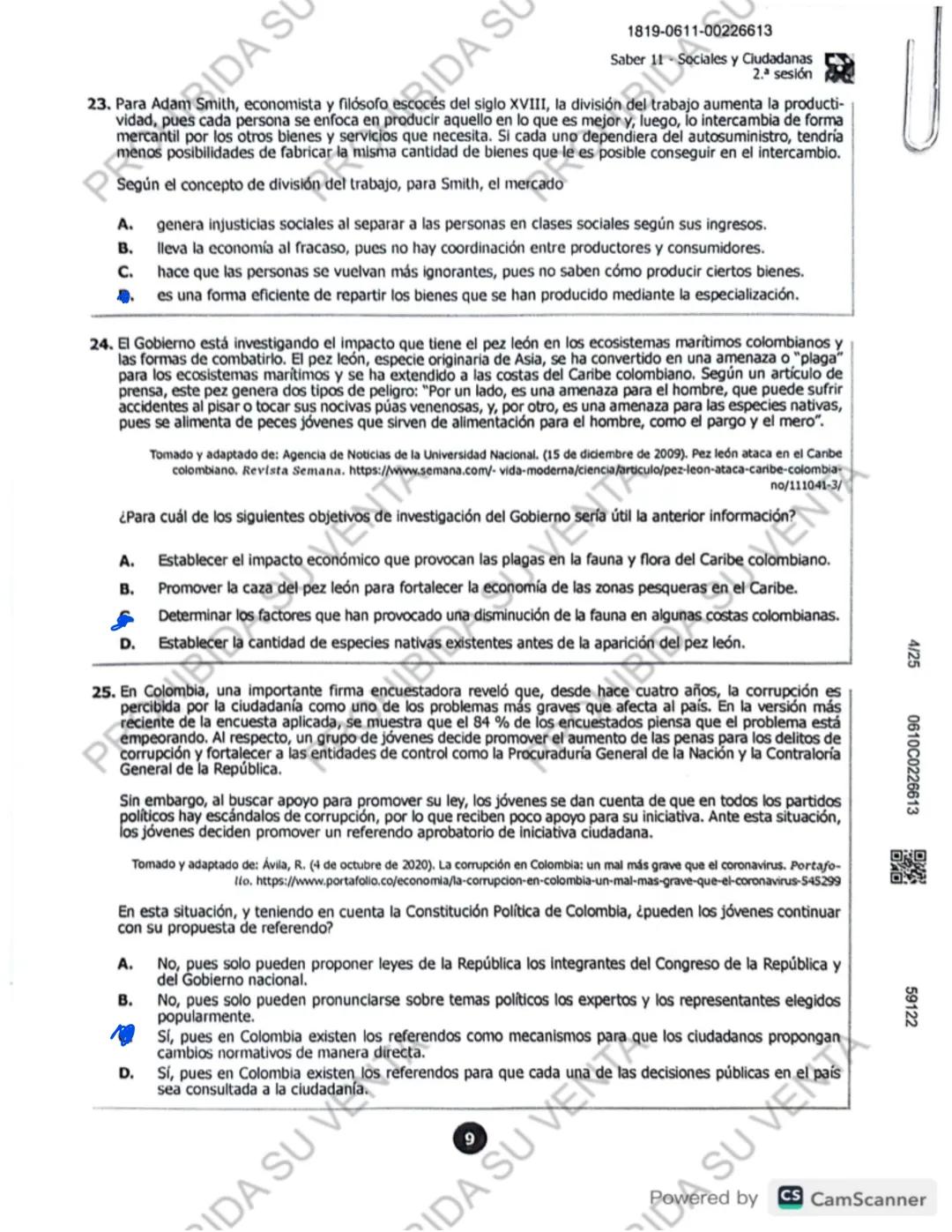 ! 
DISCLAIMER:
USO RESPONSABLE DE LAS PRUEBAS DEL ICFES
No utilices las pruebas anteriores para memorizar
preguntas. EI ICFES repite solo un