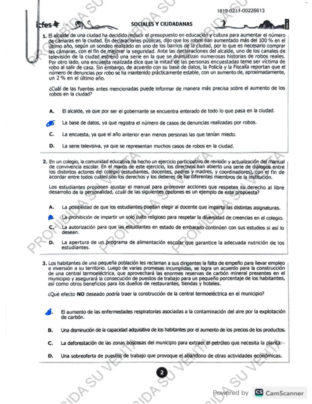! 
DISCLAIMER:
USO RESPONSABLE DE LAS PRUEBAS DEL ICFES
No utilices las pruebas anteriores para memorizar
preguntas. EI ICFES repite solo un