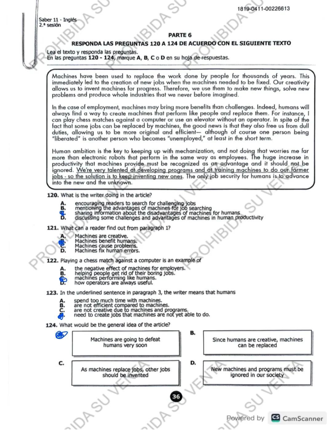 ! 
DISCLAIMER:
USO RESPONSABLE DE LAS PRUEBAS DEL ICFES
No utilices las pruebas anteriores para memorizar
preguntas. EI ICFES repite solo un