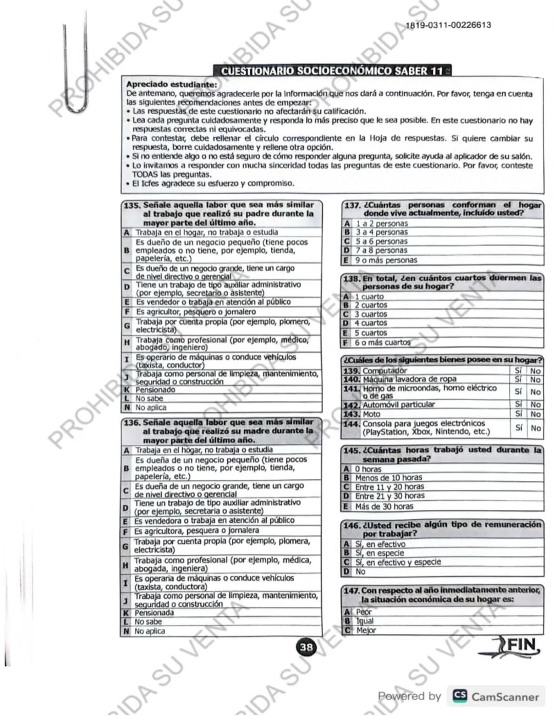 ! 
DISCLAIMER:
USO RESPONSABLE DE LAS PRUEBAS DEL ICFES
No utilices las pruebas anteriores para memorizar
preguntas. EI ICFES repite solo un