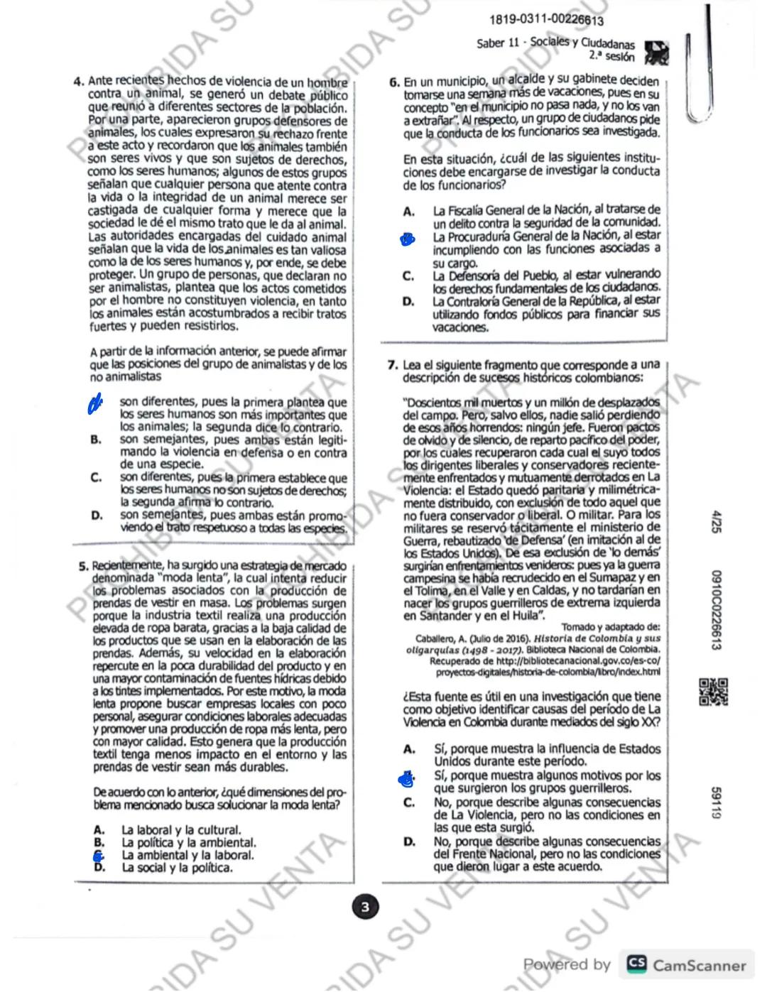 ! 
DISCLAIMER:
USO RESPONSABLE DE LAS PRUEBAS DEL ICFES
No utilices las pruebas anteriores para memorizar
preguntas. EI ICFES repite solo un