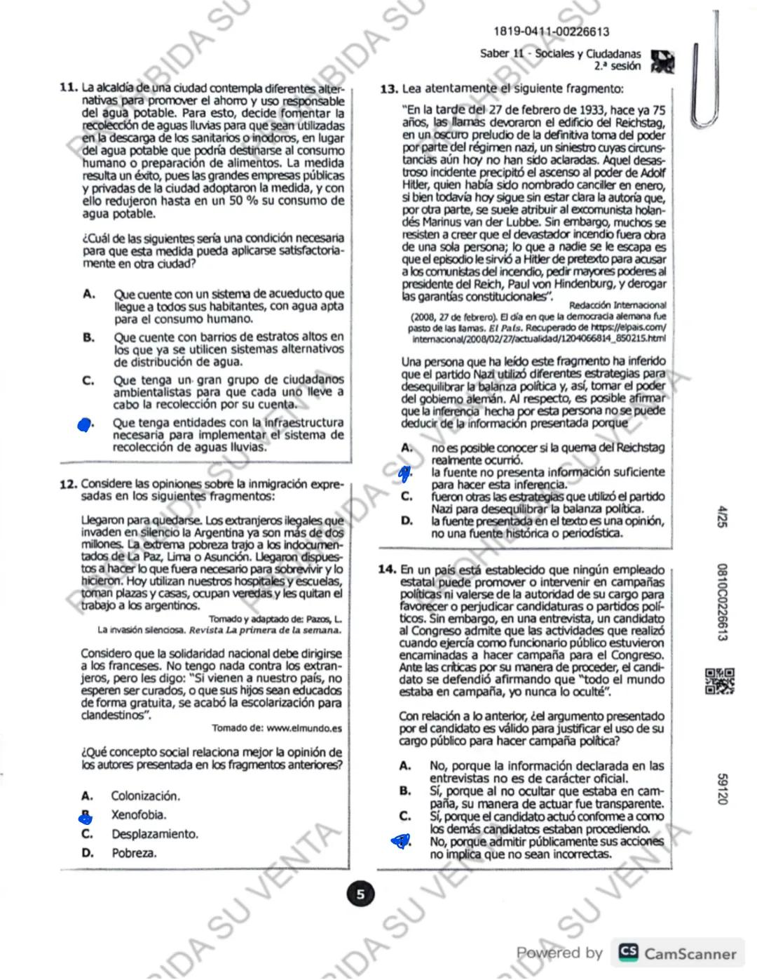 ! 
DISCLAIMER:
USO RESPONSABLE DE LAS PRUEBAS DEL ICFES
No utilices las pruebas anteriores para memorizar
preguntas. EI ICFES repite solo un