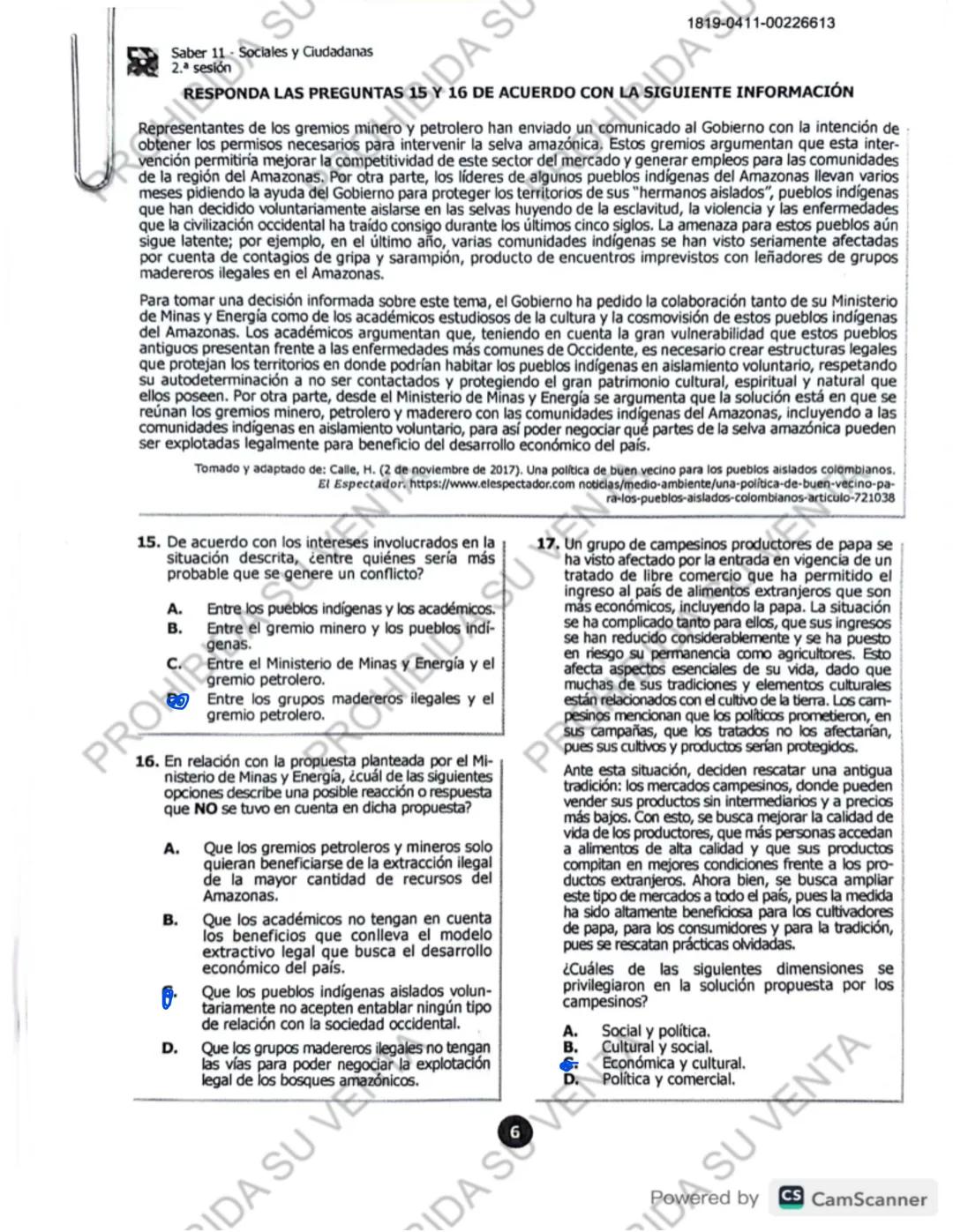 ! 
DISCLAIMER:
USO RESPONSABLE DE LAS PRUEBAS DEL ICFES
No utilices las pruebas anteriores para memorizar
preguntas. EI ICFES repite solo un