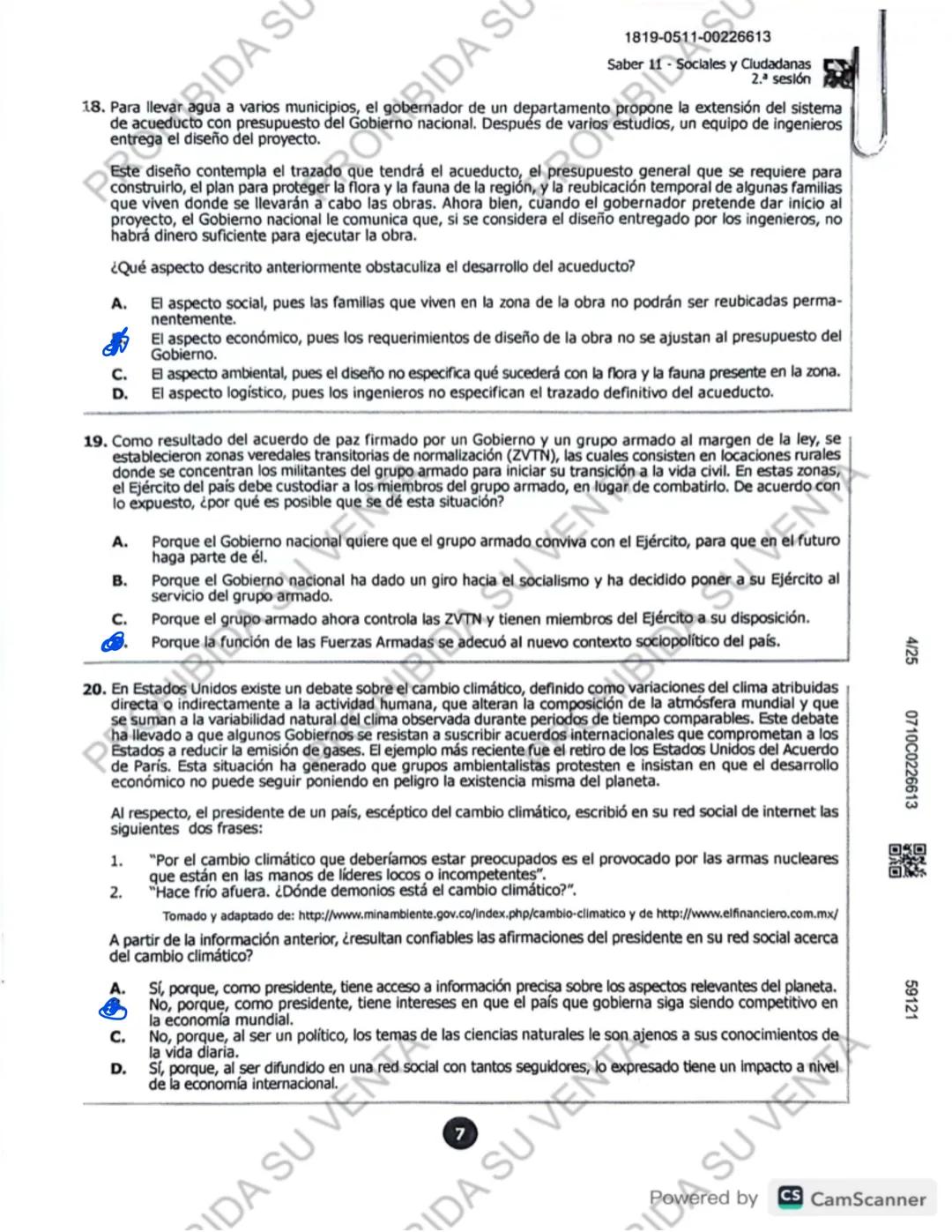 ! 
DISCLAIMER:
USO RESPONSABLE DE LAS PRUEBAS DEL ICFES
No utilices las pruebas anteriores para memorizar
preguntas. EI ICFES repite solo un