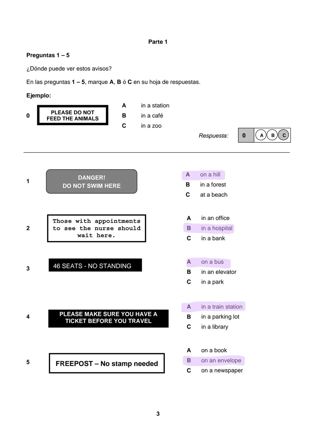 # ECAES 2009 EXAMEN TIPO
Inglés
VERIFIQUE QUE SUS APELLIDOS Y NOMBRES ESTÉN CORRECTOS EN LA HOJA DE RESPUESTAS. EL NÚMERO QUE APARECE EN L