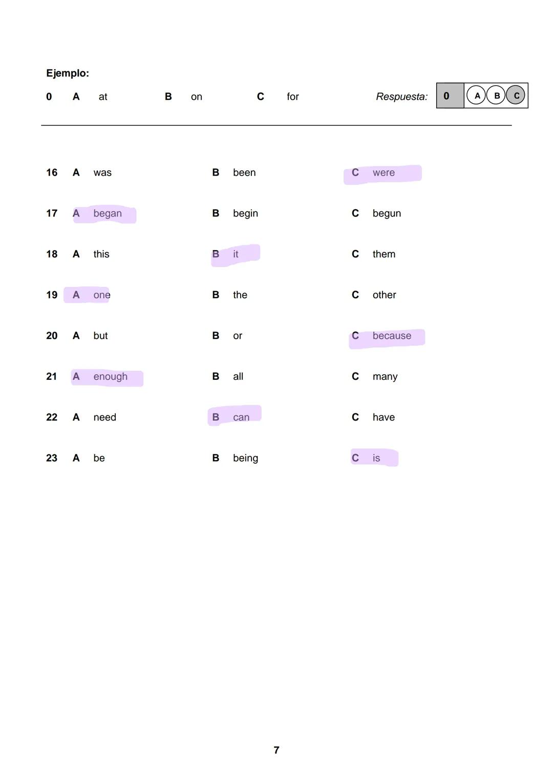 # ECAES 2009 EXAMEN TIPO
Inglés
VERIFIQUE QUE SUS APELLIDOS Y NOMBRES ESTÉN CORRECTOS EN LA HOJA DE RESPUESTAS. EL NÚMERO QUE APARECE EN L