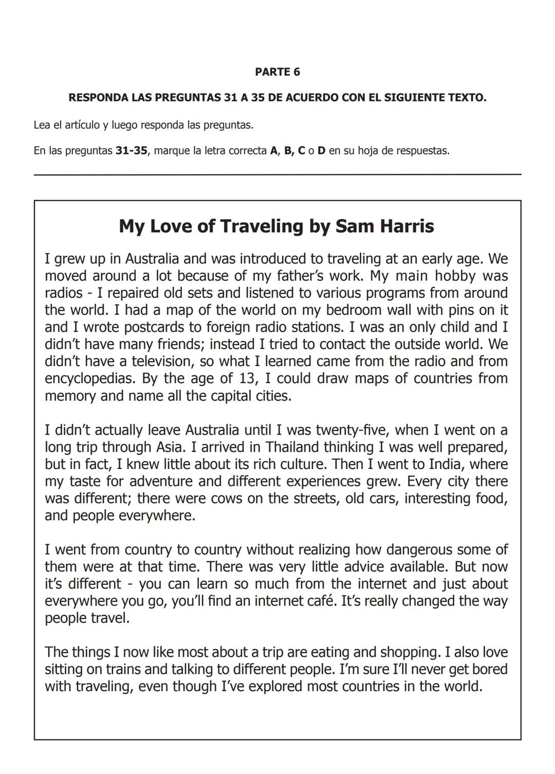 icfes V
mejor saber
EJEMPLOS DE PREGUNTA
Examen de Estado
Para Ingreso a la Educación Superior
2010.
Prueba de
INGLÉS
febrero 2010 PARTE 1
R