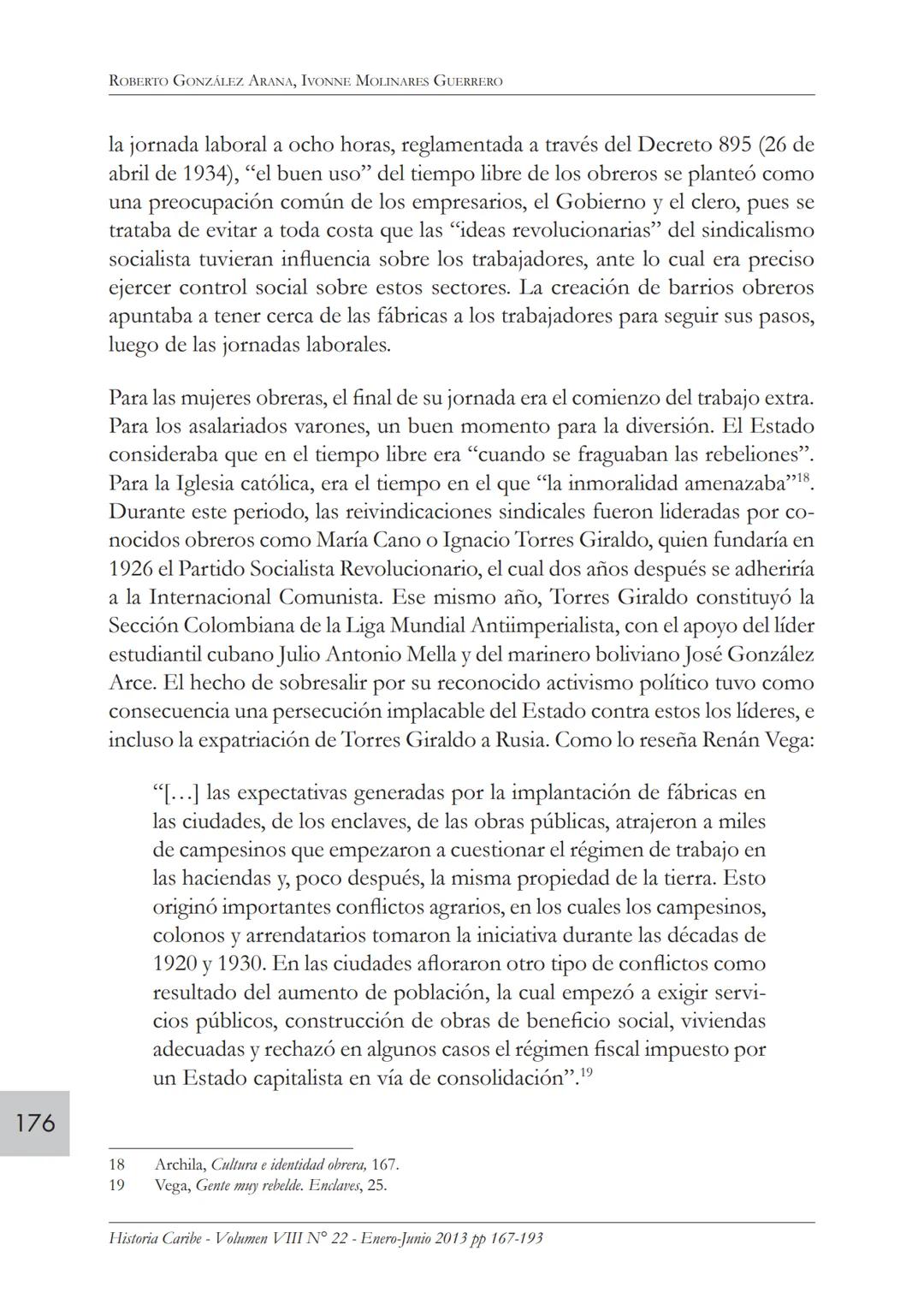 Movimiento obrero y protesta
social en Colombia. 1920-1950*
ROBERTO GONZÁLEZ ARANA
Profesor del Departamento de Historia y Ciencias Sociales