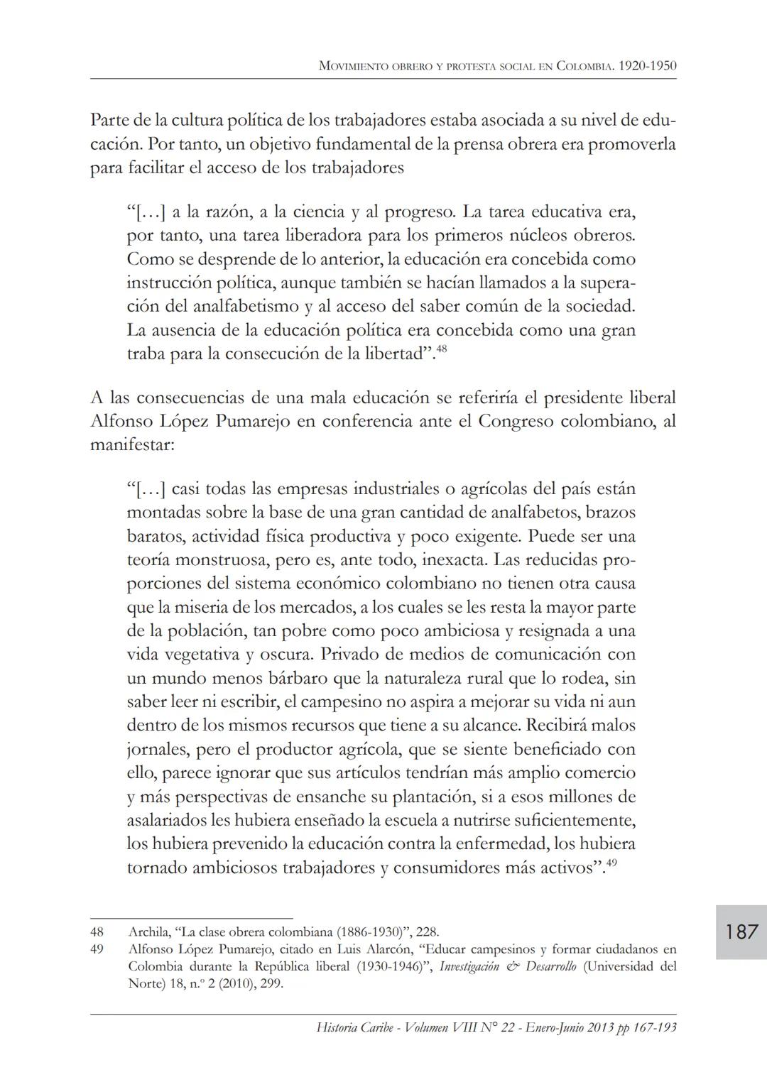 Movimiento obrero y protesta
social en Colombia. 1920-1950*
ROBERTO GONZÁLEZ ARANA
Profesor del Departamento de Historia y Ciencias Sociales