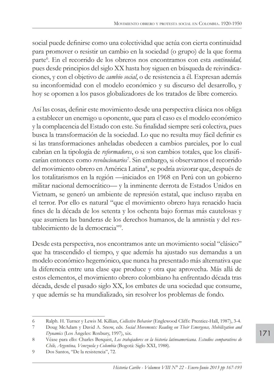 Movimiento obrero y protesta
social en Colombia. 1920-1950*
ROBERTO GONZÁLEZ ARANA
Profesor del Departamento de Historia y Ciencias Sociales