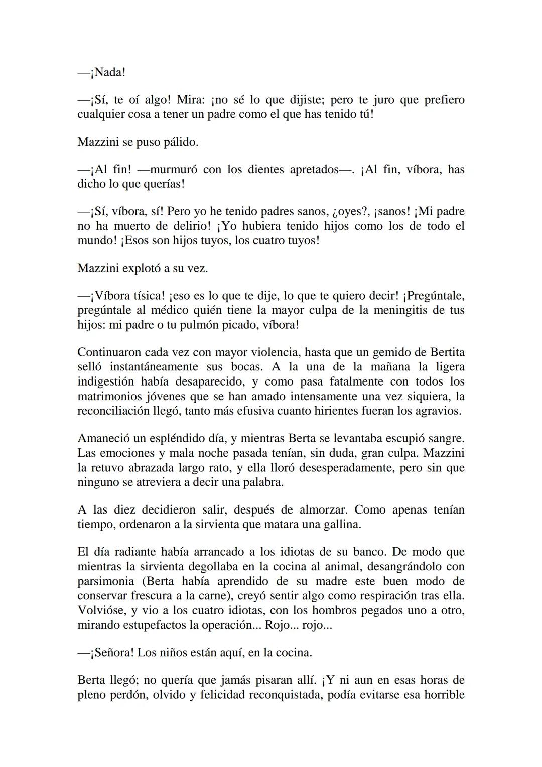 La gallina degollada
Horacio Quiroga
Todo el día, sentados en el patio en un banco, estaban los cuatro hijos
idiotas del matrimonio Mazzini-