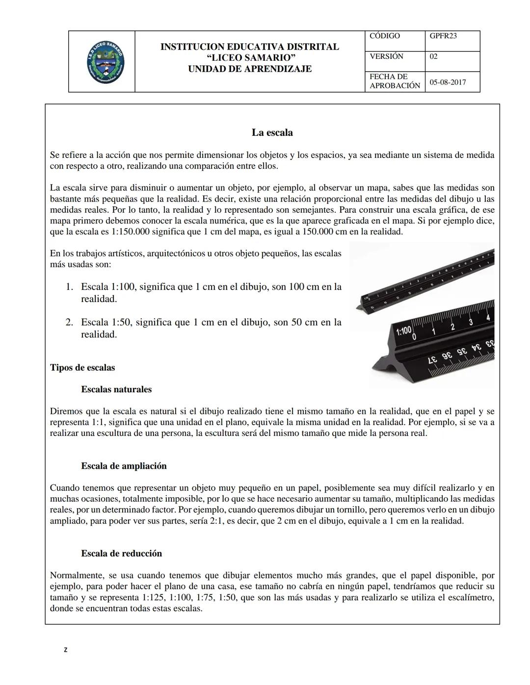 INSTITUCION EDUCATIVA DISTRITAL
"LICEO SAMARIO"
UNIDAD DE APRENDIZAJE
CODIGO GPFR23
VERSIÓN 02
FECHA DE
APROBACIÓN 05-08-2017
ÁREA: Educació