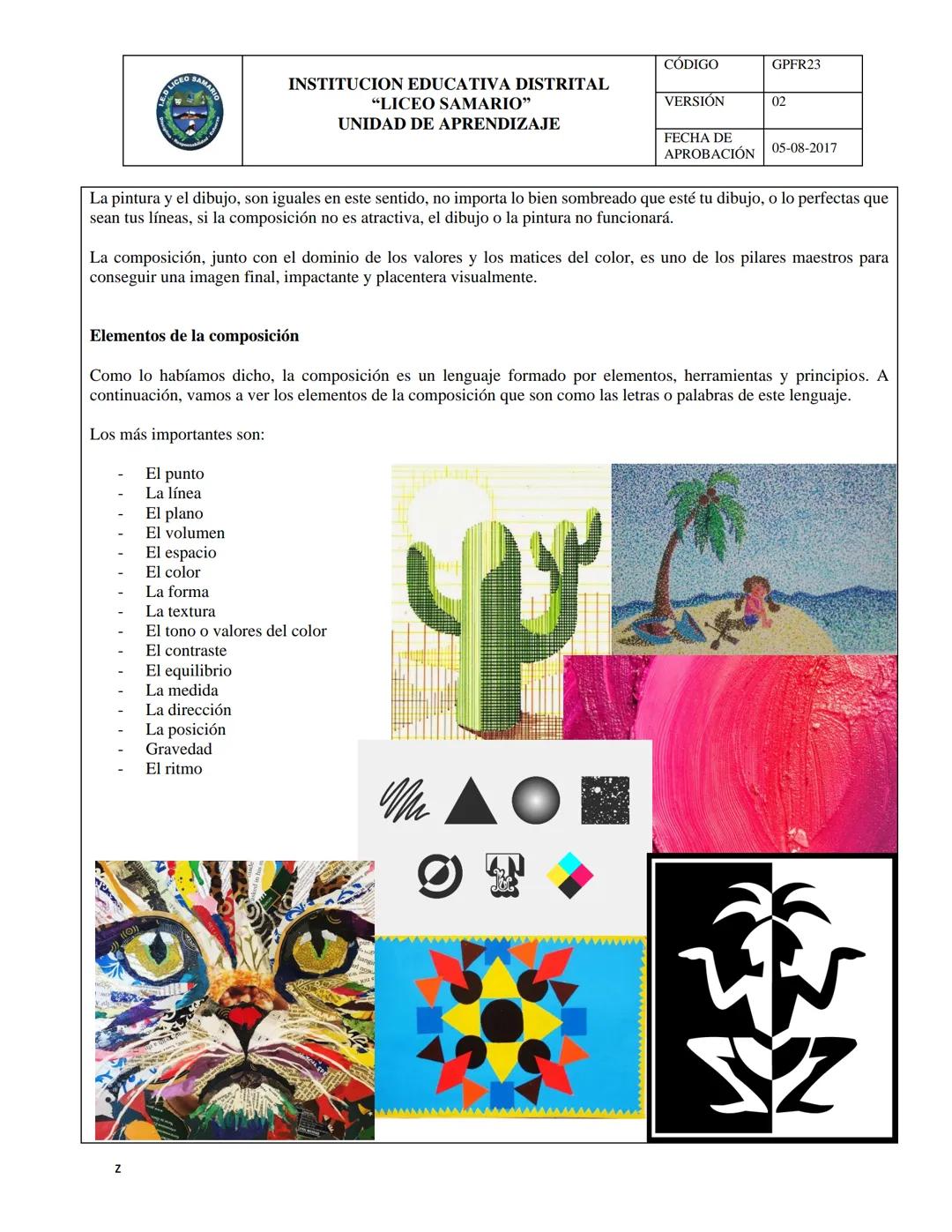 INSTITUCION EDUCATIVA DISTRITAL
"LICEO SAMARIO"
UNIDAD DE APRENDIZAJE
CODIGO GPFR23
VERSIÓN 02
FECHA DE
APROBACIÓN 05-08-2017
ÁREA: Educació