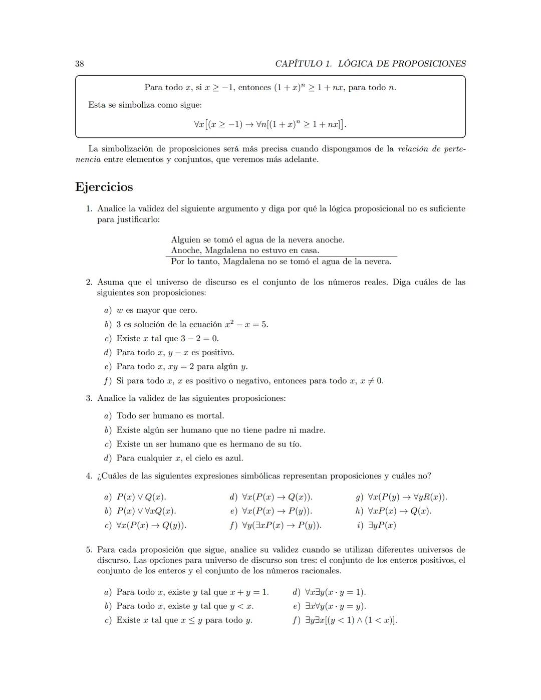 Fundamentos de Matemáticas
Jerson Borja  Índice general
Prefacio
Dependencia entre capítulos
1. Lógica de proposiciones
1.1. Argumentación
