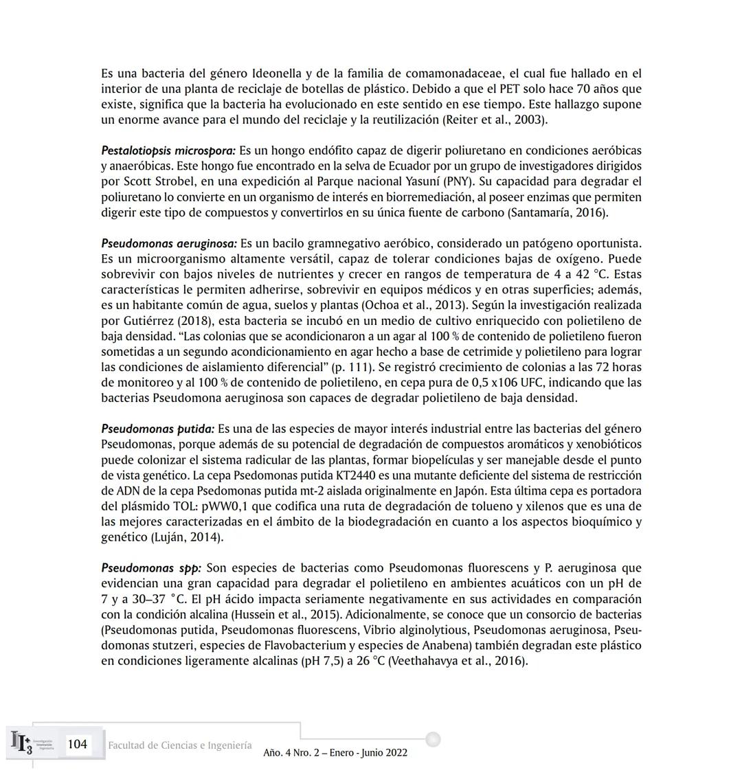 ARTICUL ARTÍCULOS ORIGINALES/ORIGINAL ARTICLES ARTICLE
AVANCES EN BIOTECNOLOGÍA AMBIENTAL:
BIORREMEDIACIÓN DE PLÁSTICOS.
ADVANCES IN ENVIRON
