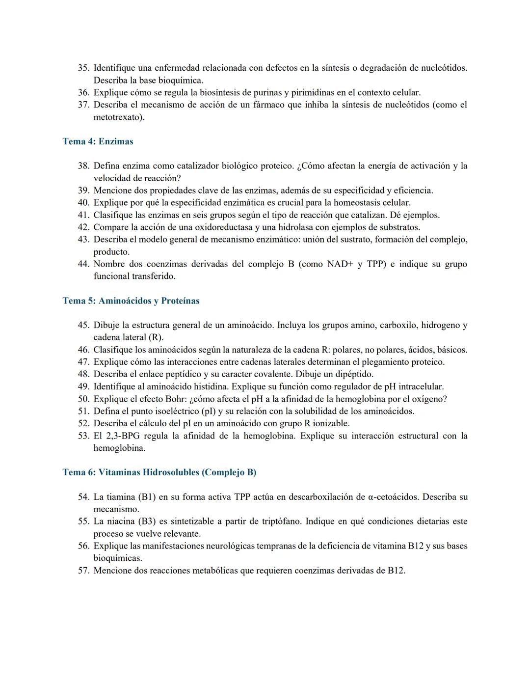 # Pre-parcial de Bioquímica General
Banco de preguntas para examen final
Queridos estudiantes, este documento reúne un conjunto representa