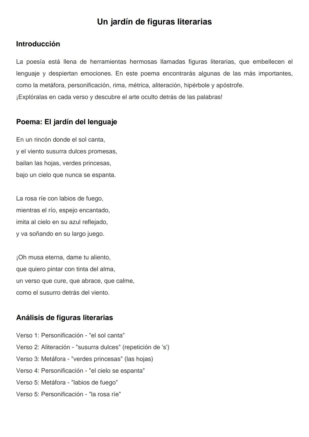--- OCR Start ---
Un jardín de figuras literarias
Introducción
La poesía está llena de herramientas hermosas llamadas figuras literarias, qu