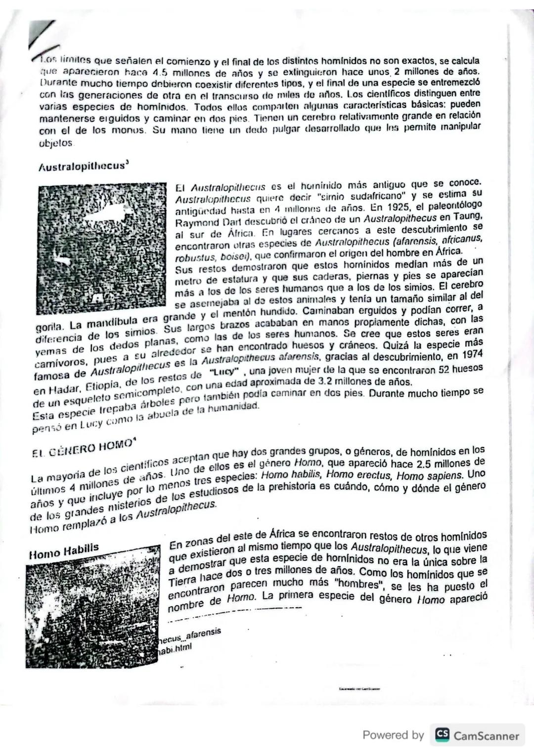 # INDUCCIÓN:
3. Lee atentamente el siguiente texto y subraya con un color rojo el concepto de prehistoria, y
con un color verde los princip