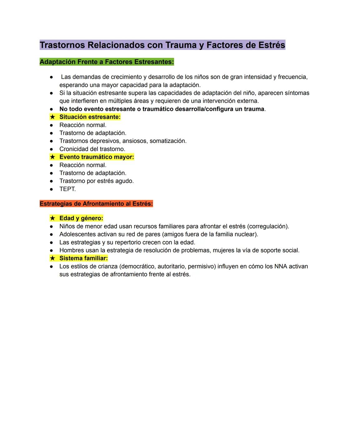 Trastornos de Ansiedad
Conceptos Relevantes:
• Miedo: Estado provocado por un objeto/situación específica que está presente y es capaz de
ca