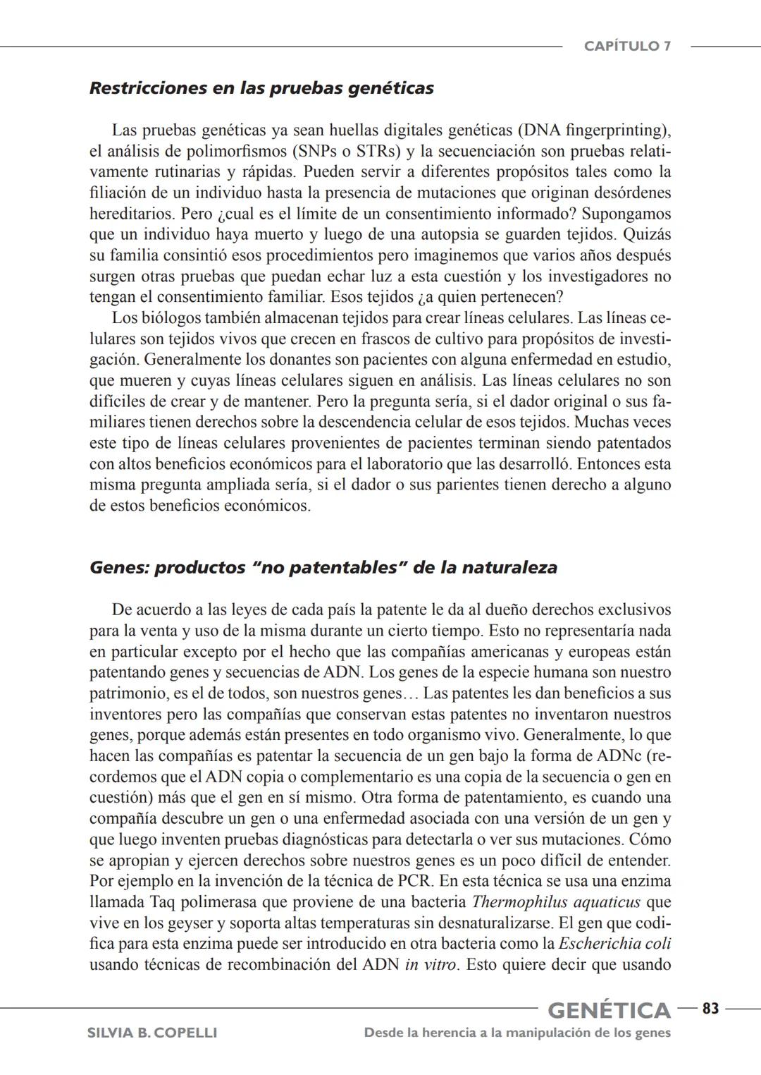 GENÉTICA
Desde la herencia
a la manipulación
de los genes
FHN
FUNDACIÓN
DE HISTORIA NATURAL
FÉLIX DE AZARA
SILVIA B. COPELLI GENÉTICA
Desde