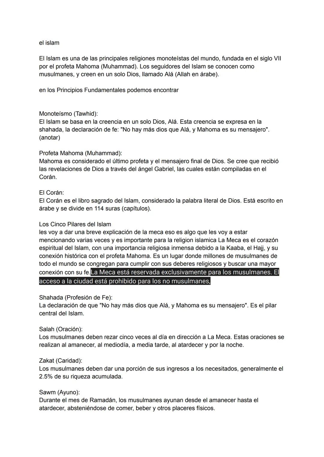 el islam
El Islam es una de las principales religiones monoteístas del mundo, fundada en el siglo VII
por el profeta Mahoma (Muhammad). Los